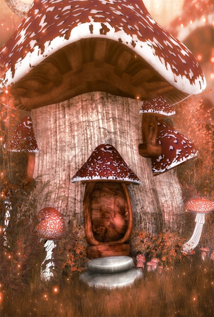 5x7ft Fairy Mushroom Hut Photography Backdrop - Dreamy Forest Magic Cabin Background for Studio Portraits, Kids & Baby Photos | Perfect for Birthday Parties, Baby Showers & Fantasy Themed Photoshoots