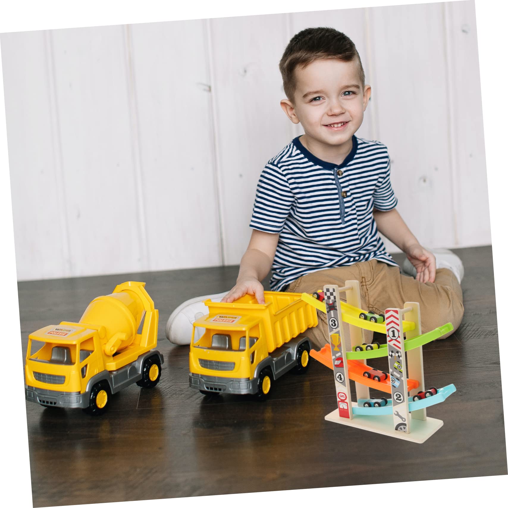 Toyvian Wooden Car Ramp Toy Set - 5 Piece Track & Ramp Raceway for Toddlers Age 2+ | Fun Educational STEM Toy for Boys & Girls | Great for Birthday Gifts & Indoor Playtime