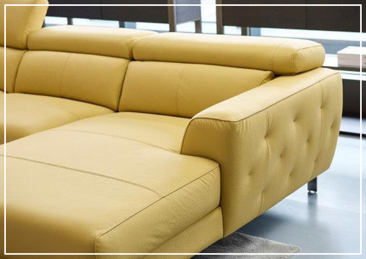 Gio Italia Niva Genuine Leather Sectional Sofa with Chrome Legs - Modern Living Room Furniture for Home & Office Comfort