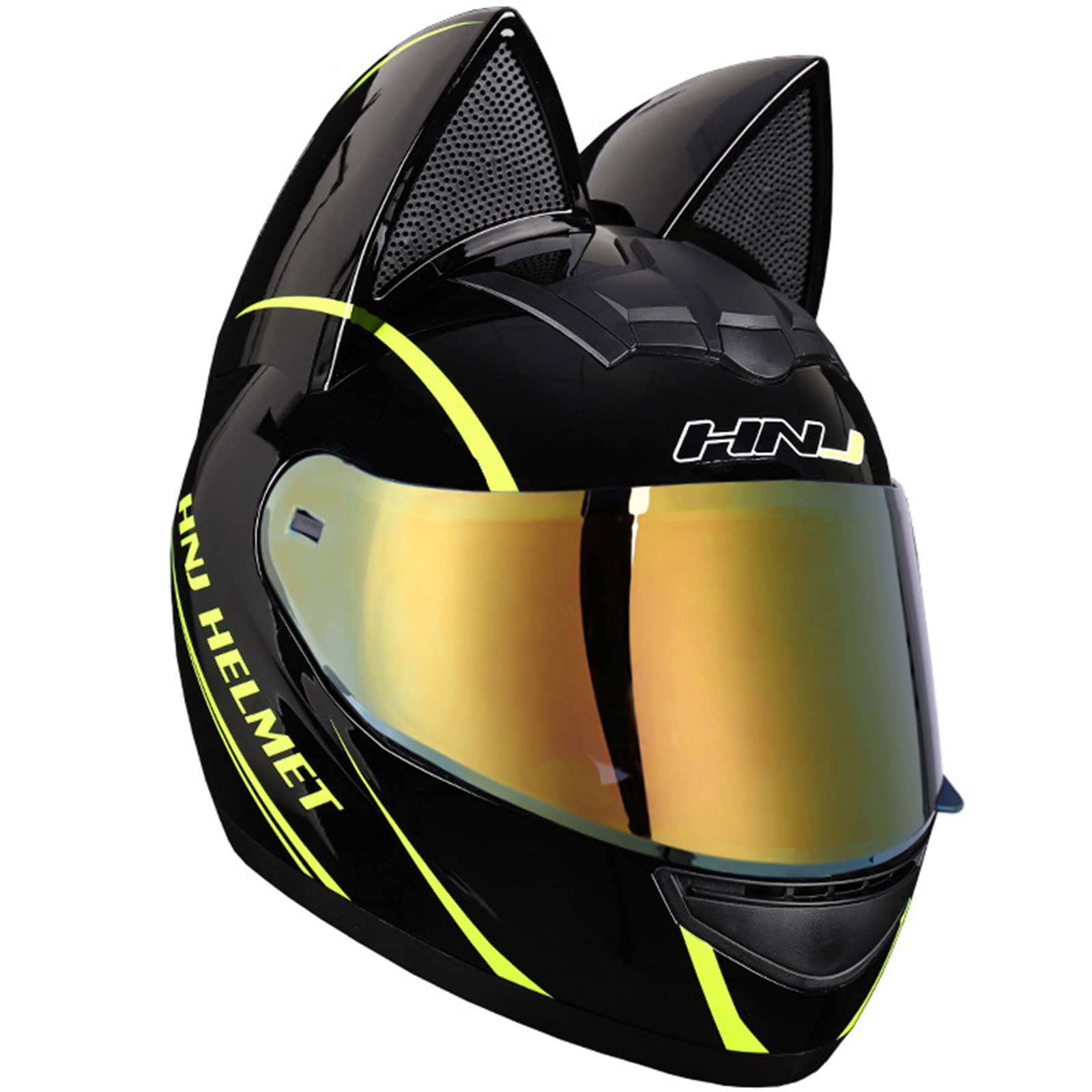 Custom Cat Ear Motorcycle Helmet for Men & Women - DOT/ECE Approved Full Face Helmet with Sun Visor - Cool Biker Gear for All Seasons - Perfect for Cruising, Commuting & Cosplay Events