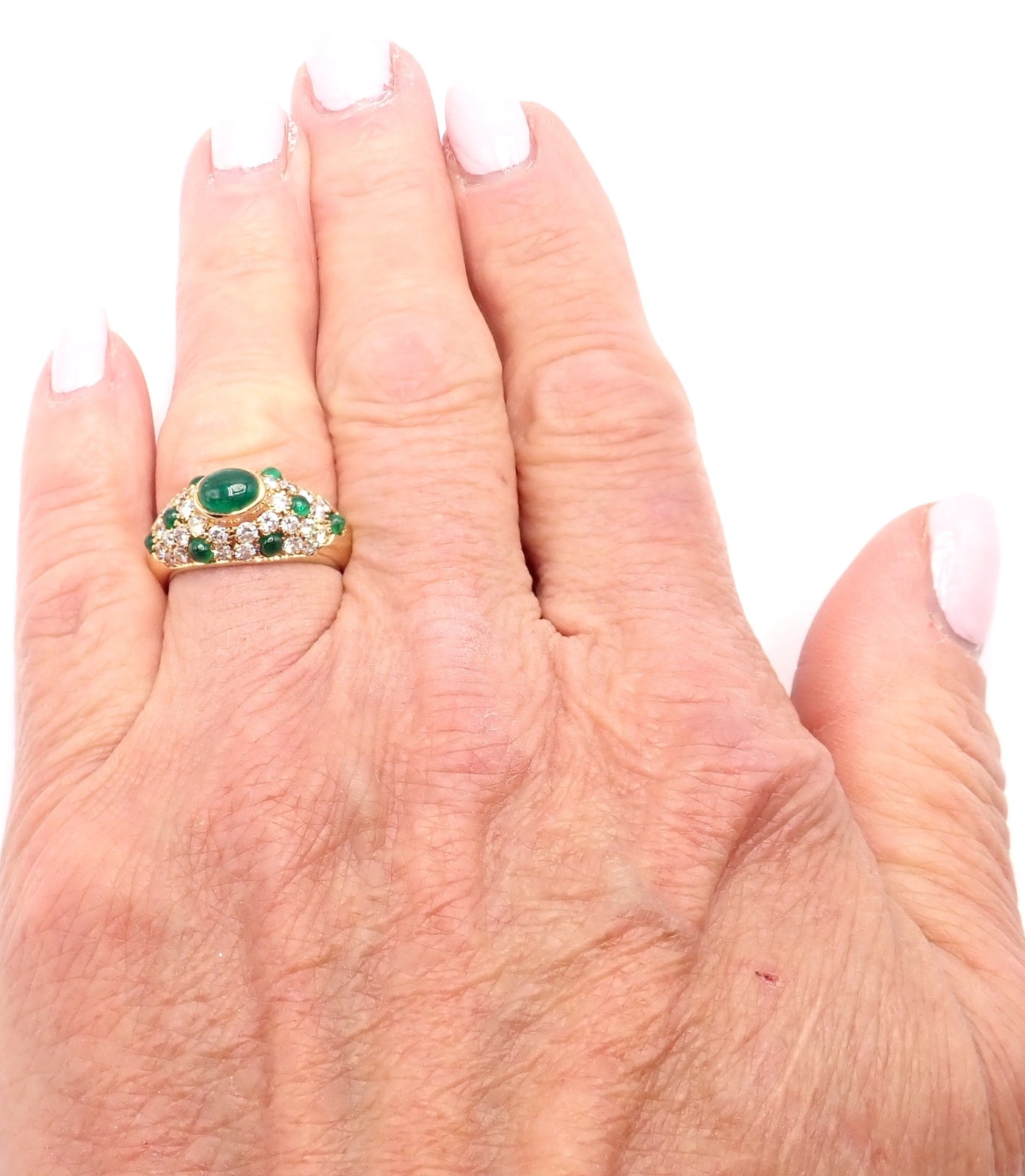 Authentic Vintage Cartier Panthere 18k Yellow Gold Diamond & Emerald Ring for Women - Luxury Jewelry Gift for Anniversary, Engagement & Special Occasions