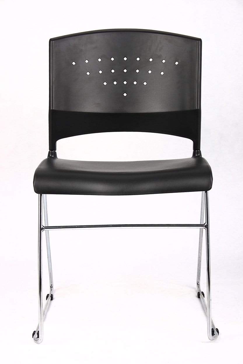 Boss Black Stack Chair with Chrome Frame [B1400 BK 1] - Modern Office & Conference Room Seating Solution