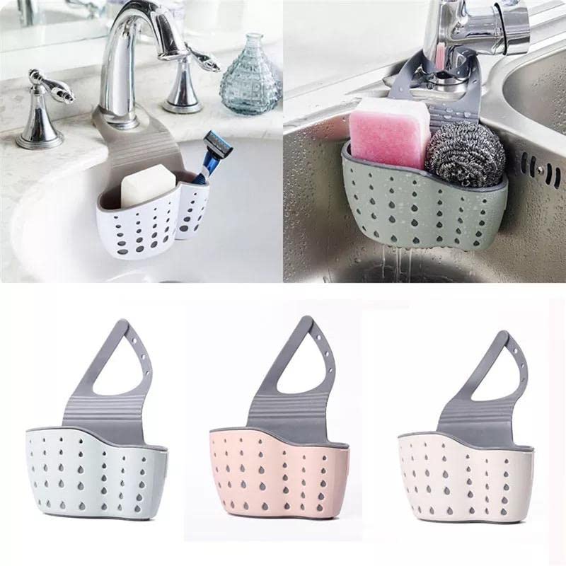 D MARK® Silicone Kitchen Sink Sponge Holder - Hanging Storage Caddy & Drain Basket (1 Piece, Multicolor) - Perfect for Organizing Sponges, Brushes & Dish Soap in Small Kitchens