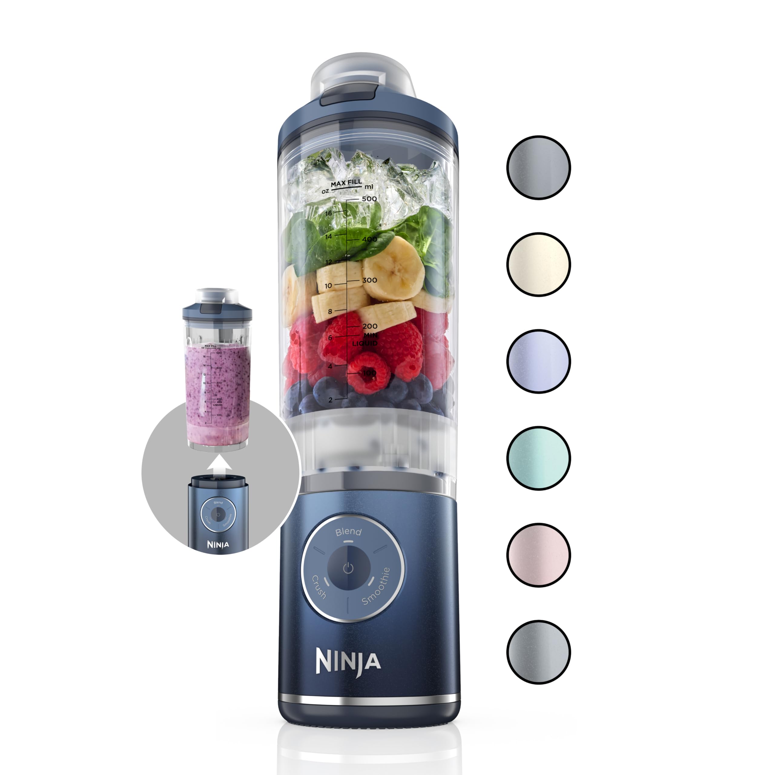 Ninja Blast Max Portable Blender - 22oz Cordless Personal Blender with Twist & Go Technology, 3 Blending Programs for Smoothies, Ice Crushing & More | Leakproof, Dishwasher Safe Navy Blender for Gym, Office & Travel