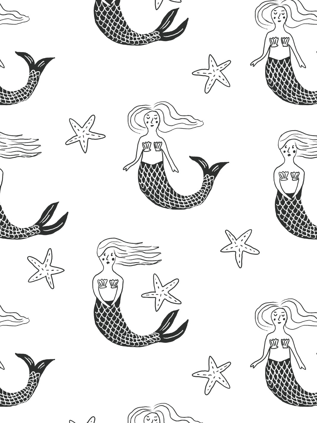 Tea Collection 'Mermaid' Black Wallpaper - Elegant Peel & Stick Wallpaper for Bedroom, Nursery, or Home Decor