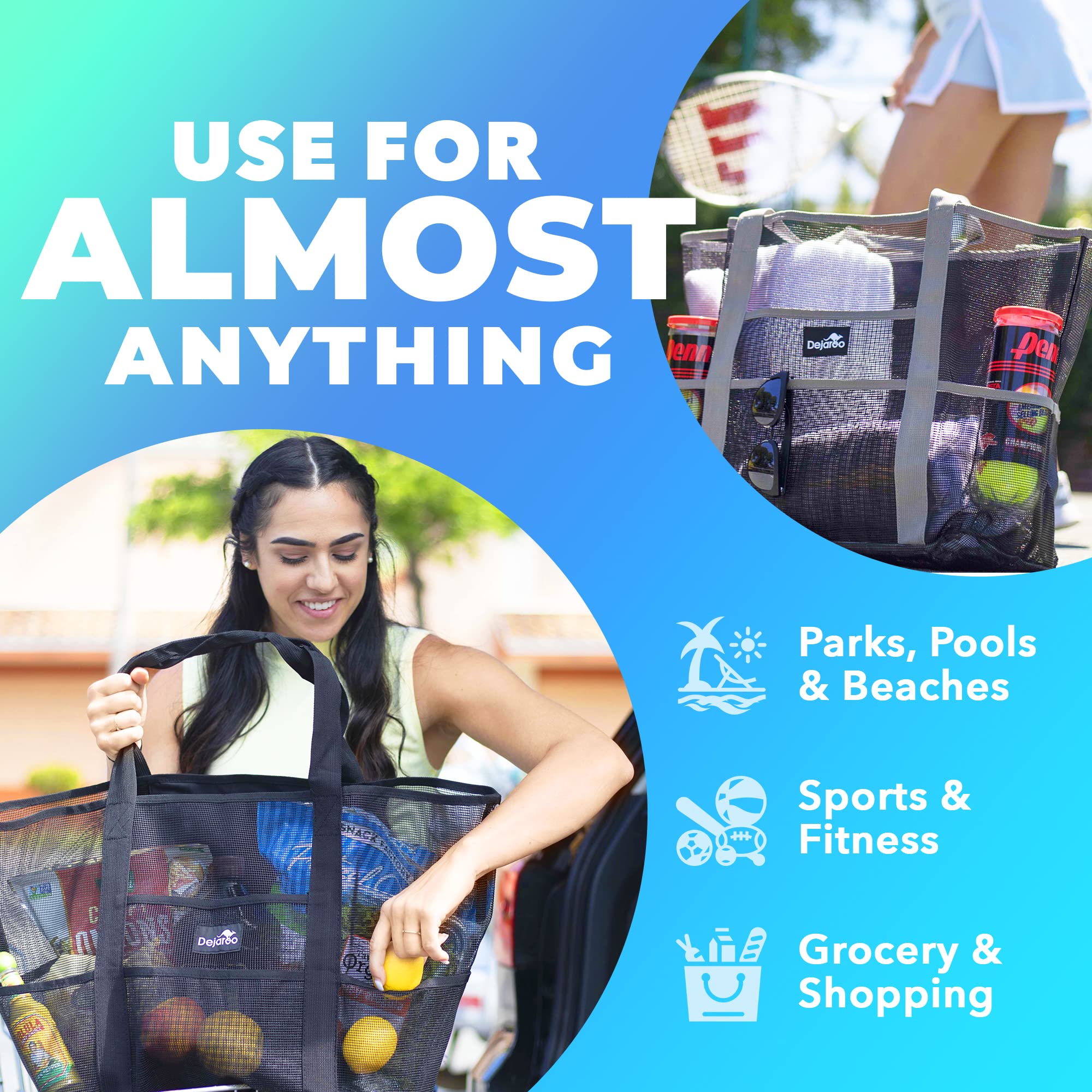 Mesh Sand-Free Beach Bag - Durable Lightweight Storage for Beach Vacations, Pool, Travel & Outdoor Essentials | Water-Resistant & Spacious