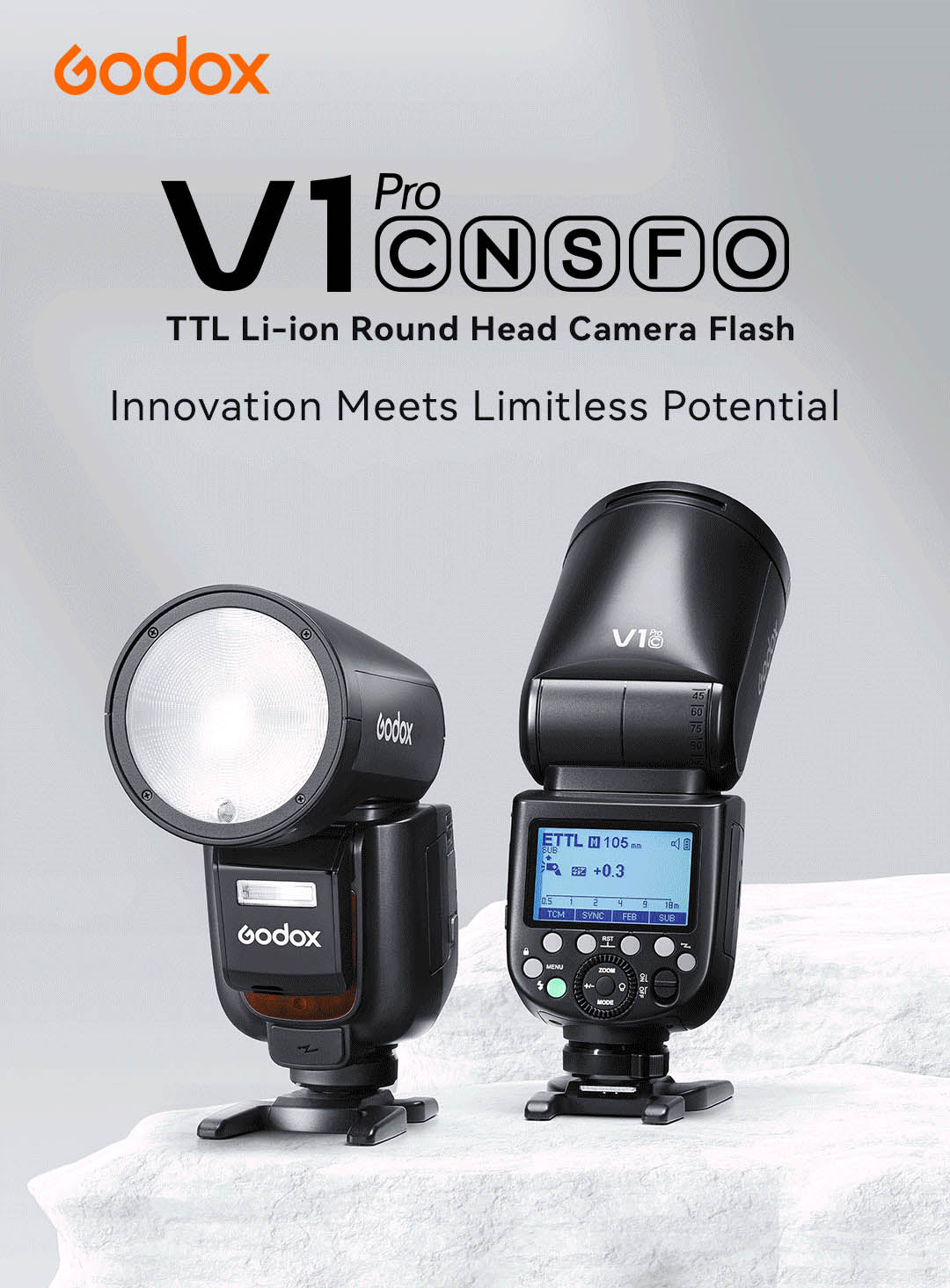 Godox V1 Pro C TTL Flash Speedlite for Canon DSLR & Mirrorless Cameras - Professional On-Camera Flash with Round Head & LED Modeling Light for Wedding, Portrait & Event Photography