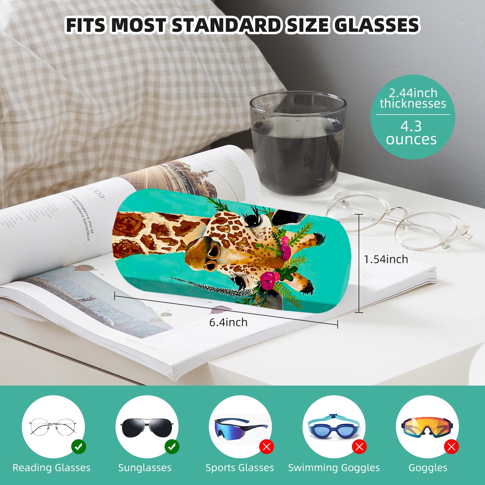 Durable Hard Shell Eyeglasses Case with Cleaning Cloth - Portable Protective Glasses Cover Box for Men & Women - Perfect for Travel, Work & Everyday Use