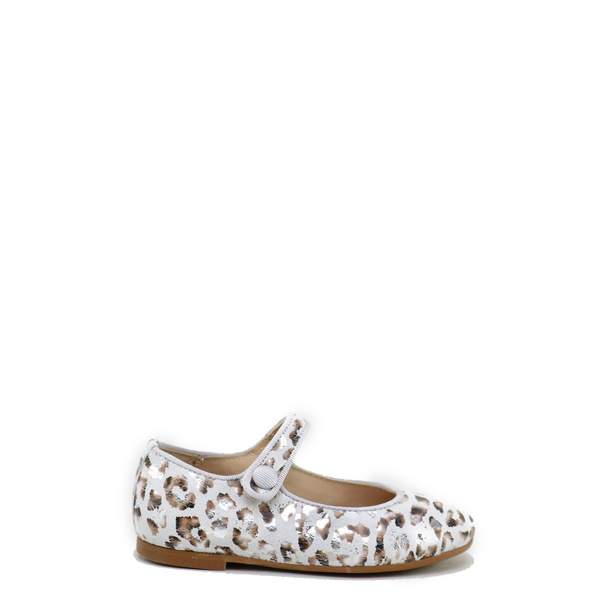 White and Silver Leopard Print Mary Jane Shoes for Women - Elegant Comfortable Flats for Casual Wear, Office, and Special Occasions