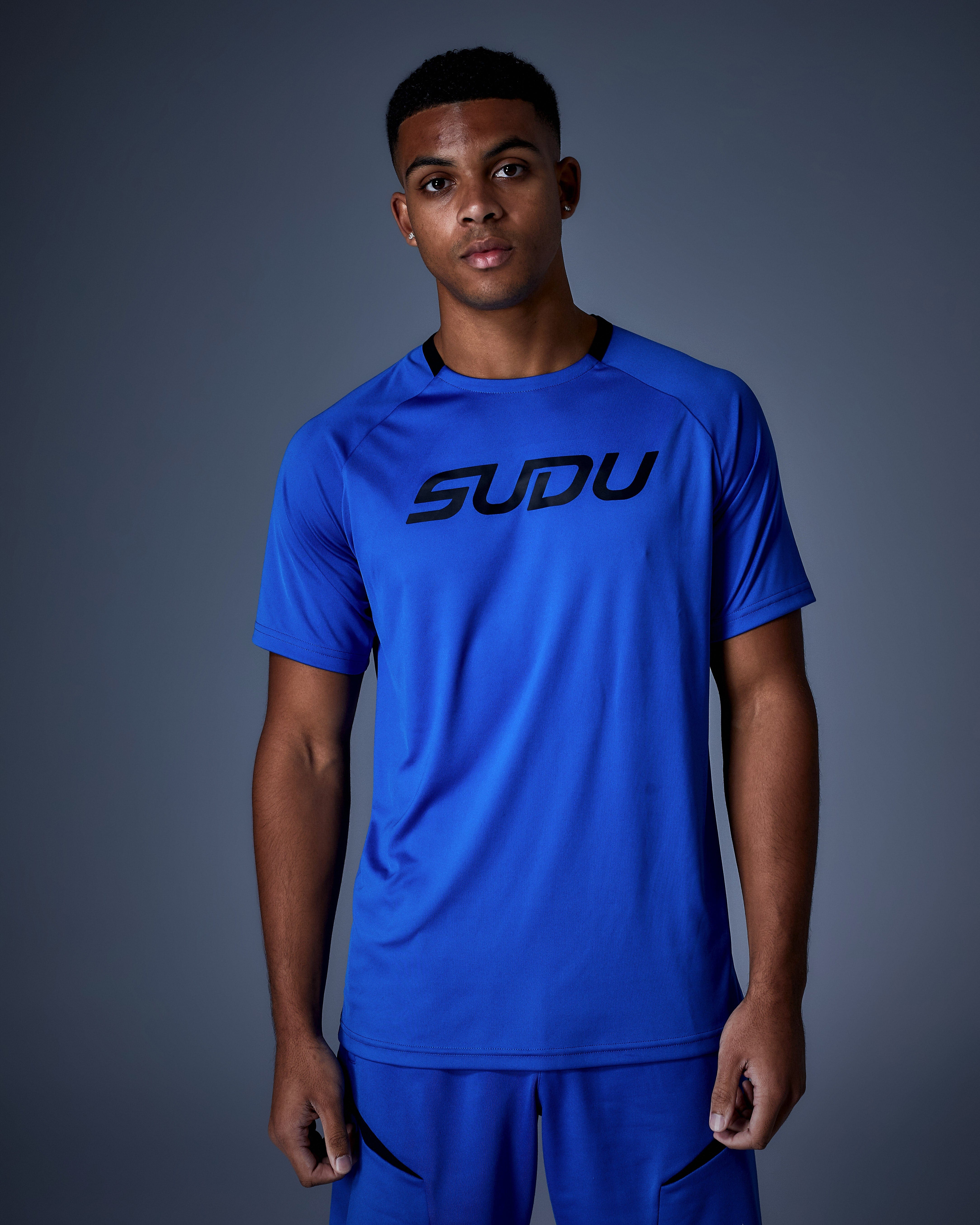 SPT 01 Embroidered Logo Cotton T-Shirt for Men - Classic Blue Crew Neck Tee - Perfect for Casual Wear, Gym & Everyday Outfits