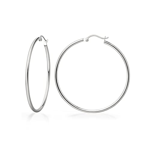 43mm Thin Round Hoop Shiny Grey