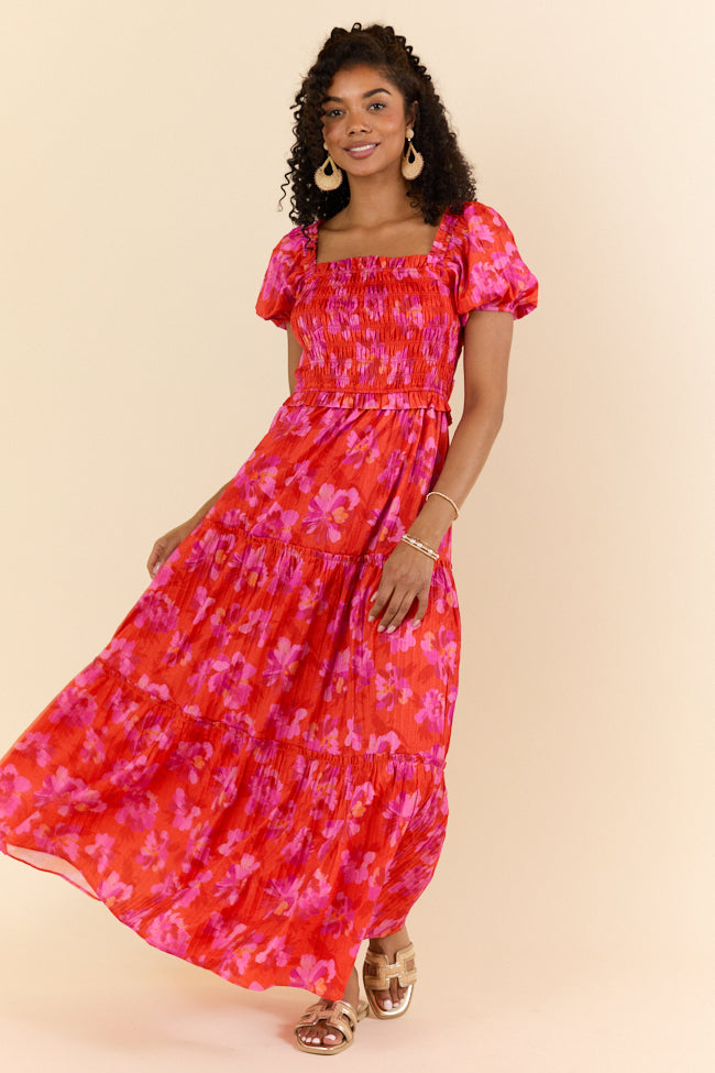 Elegant Purple and Orange Maxi Dress for Women - Flowy Summer Beach Dress, Boho Party Outfit & Vacation Wear - Comfortable & Stylish Long Dress