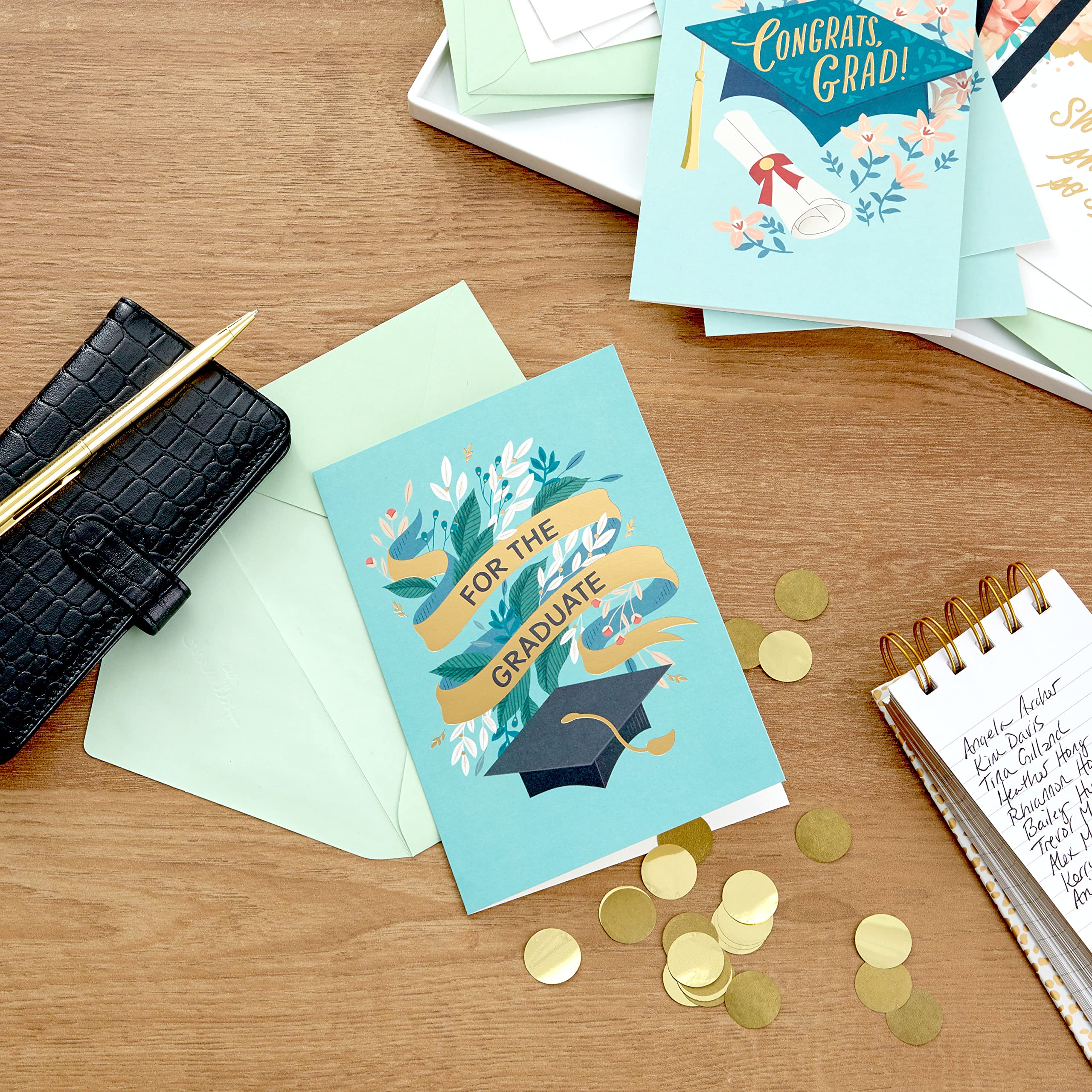 Hallmark Graduation Greeting Cards Set for Women - 16 Inspirational Cards & Envelopes (4 Beautiful Designs) - Perfect for Graduation Gifts, Congratulations & Encouragement - 