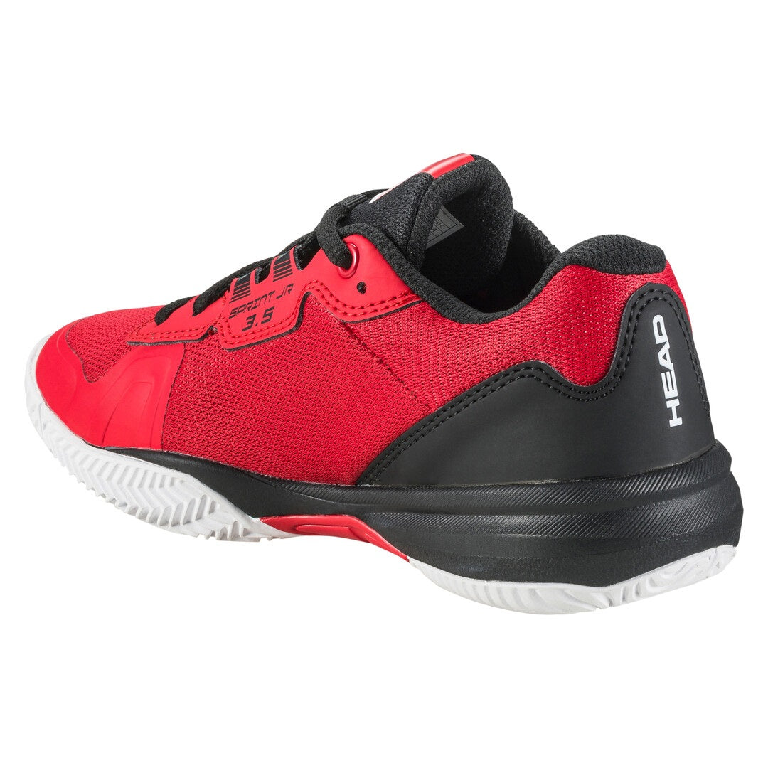 Head Sprint 3.5 Junior Tennis Shoes for Kids - Lightweight & Durable Court Sneakers (Red/Black) - Perfect for Junior Tennis Matches & Training Sessions