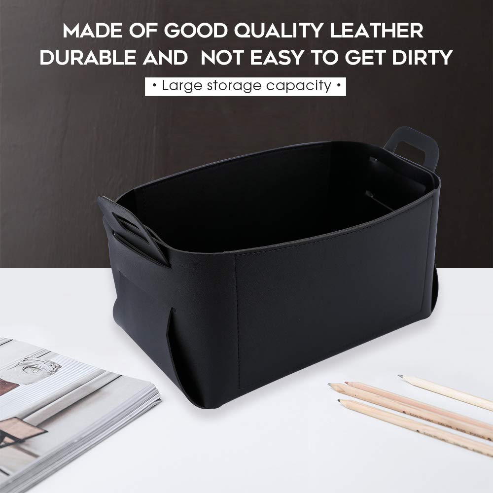 KINIVA Premium Leather Valet Tray Organizer - Jewelry & Accessories Catchall Box for Men & Women - Dresser Top Desk Organizer (Black) | Perfect for Home Office, Bedroom Vanity & Gift Giving