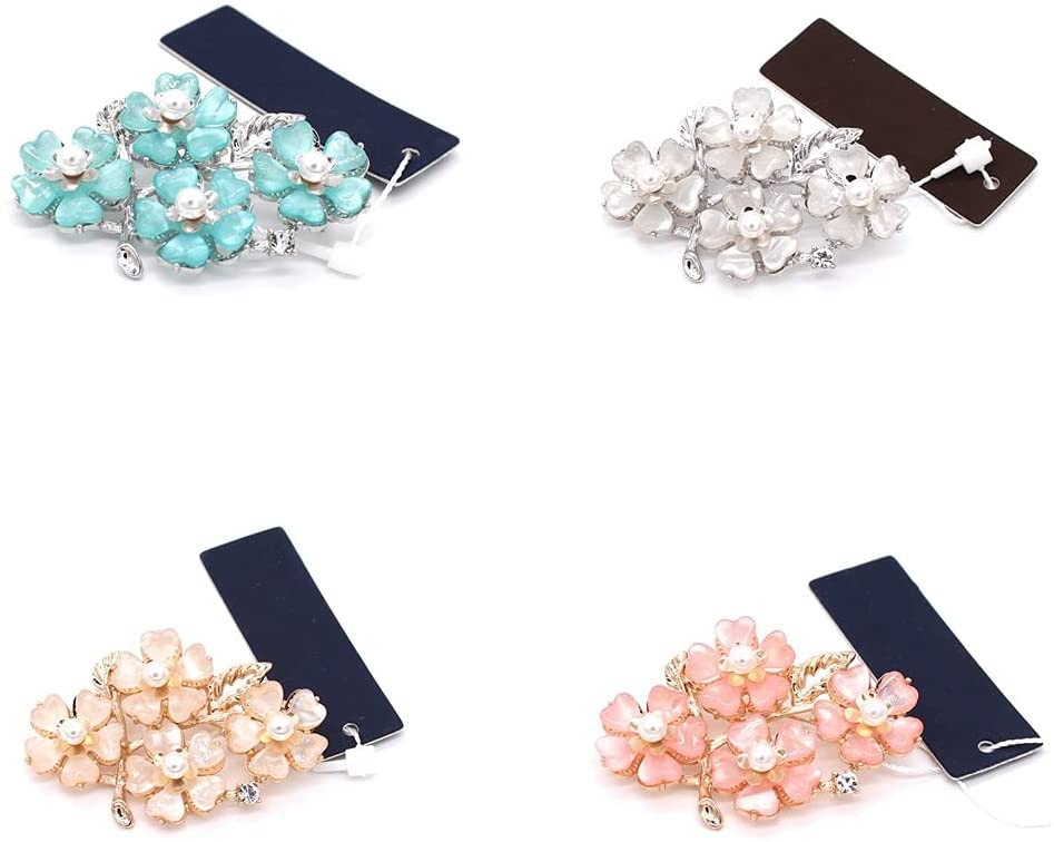 Blissbells 4-Piece Fresh Flower Brooch Set - Modern Botanical Pin Jewelry for Coats & Evening Dresses - Unisex Fashion Accessories for Women & Men - Perfect for Weddings, Parties & Office Attire