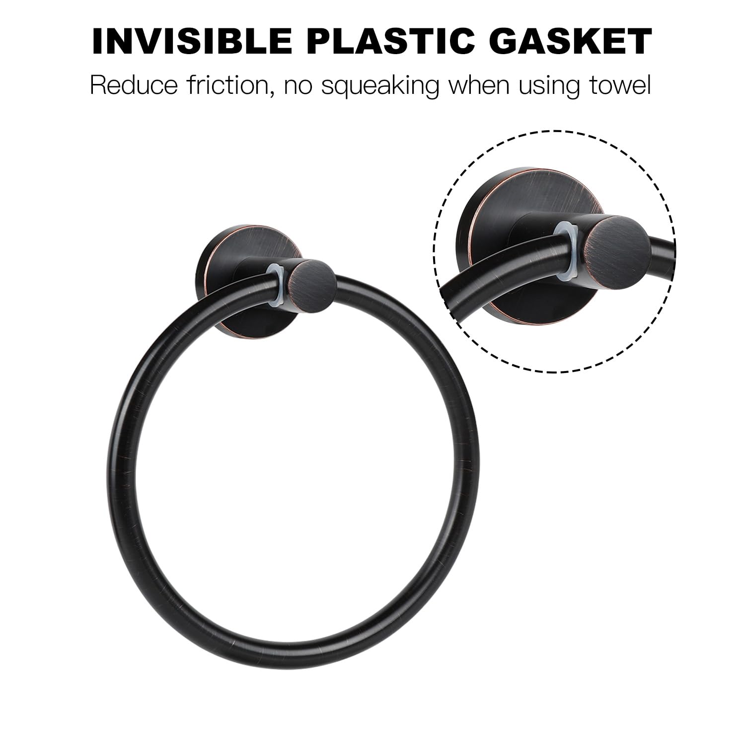Oil Rubbed Bronze Towel Ring - SUS304 Stainless Steel Bathroom Towel Holder - Wall Mounted Hand Towel Rack for Bathroom - Durable Bath Hardware Accessories - Perfect for Spa, Guest Bath, and Luxury Home Decor