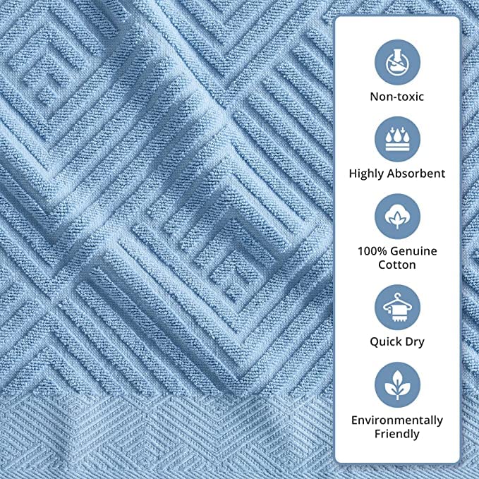 Premium 100% Cotton Bath Towels Set - Ultra Soft & Quick Dry, Highly Absorbent Luxury Towels 27x54 Inches (4 Pack) for Spa, Gym, Beach & Home Use