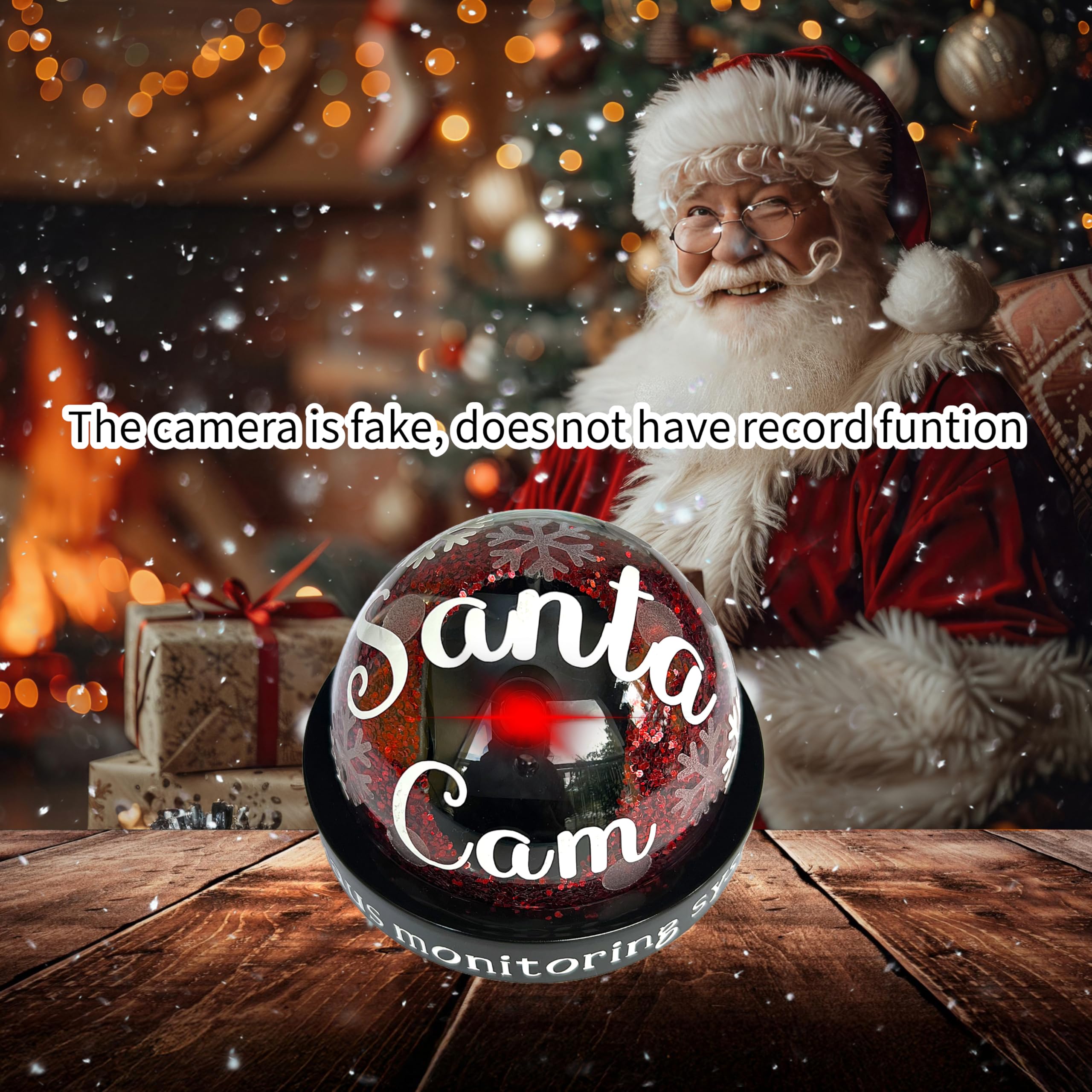 Santa Fake Security Camera with Red Flashing LED - Christmas Decorative Dummy Camera for Home & Office Surveillance (Holiday Theft Deterrent, Festive Home Security)