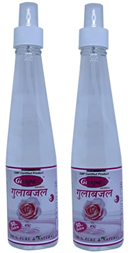 Ganpati Herbal Premium Rose Water 250ml + 250ml Pump Combo (2-Pack) – Paraben-Free, Natural Cleanser & Toner for Daily Glow & Hydration – Perfect for Skincare Routine, Face Mist & Makeup Setting