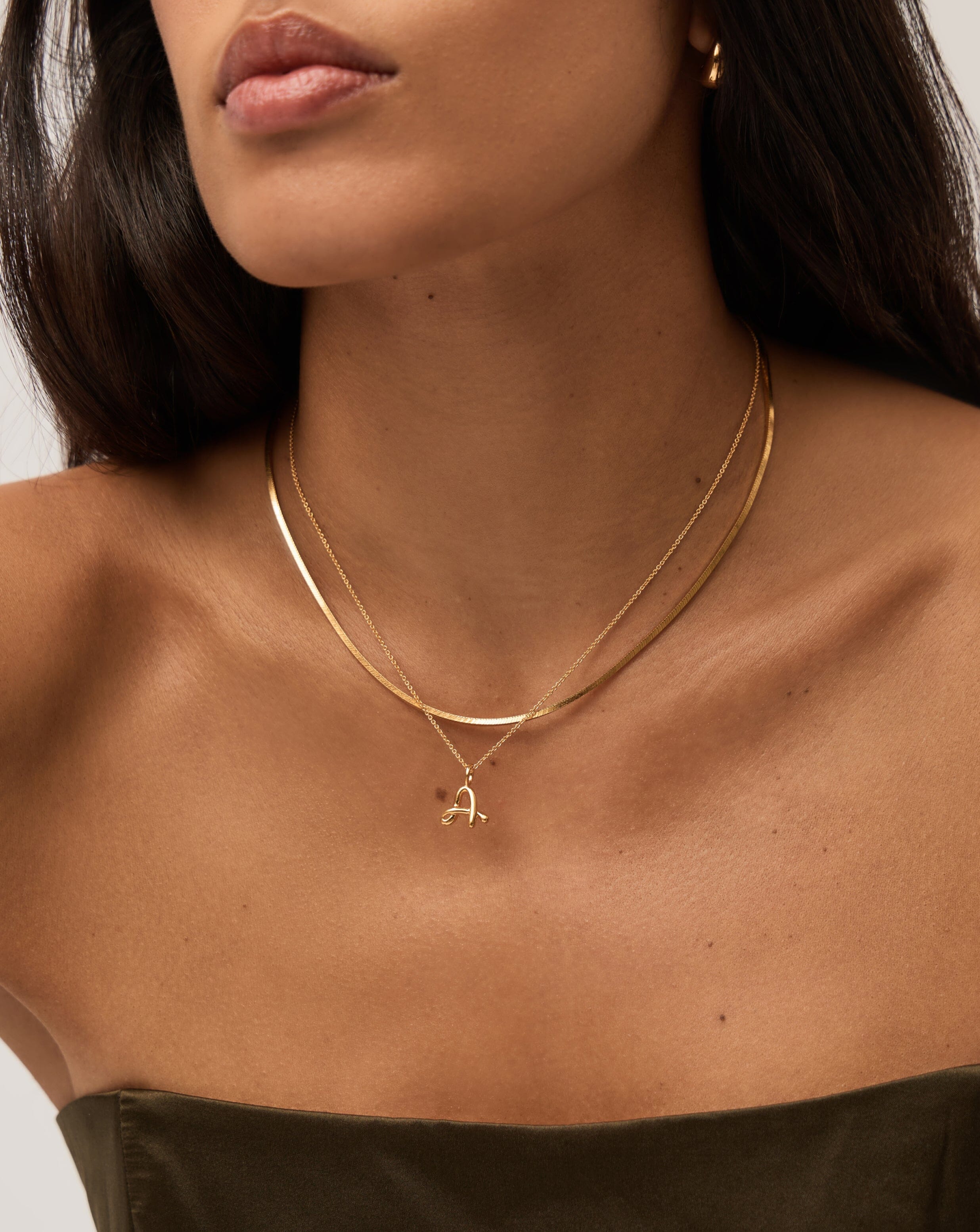 Curly Molten Mini Initial Necklace - Personalized A Letter Pendant in 18k Gold Vermeil - Perfect for Gifts, Anniversaries & Everyday Elegance