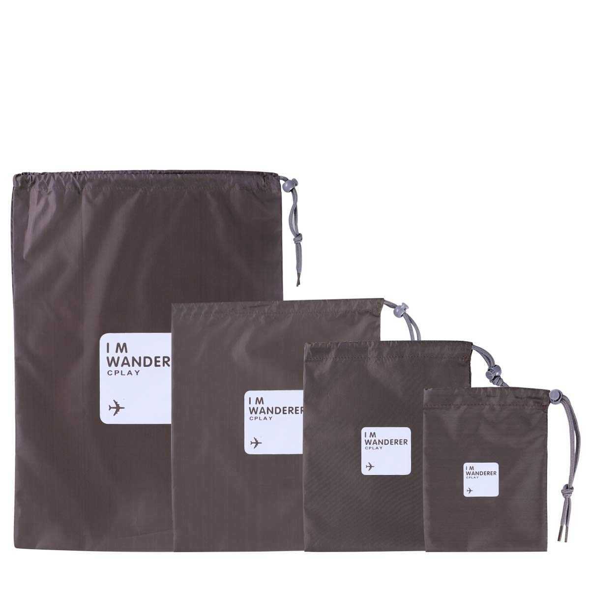 VORCOOL 4-Pack Waterproof Nylon Drawstring Storage Bags - Travel Organizer for Toiletries, Clothes & Accessories (Olive Green) - Perfect for Camping, Gym & Beach Trips