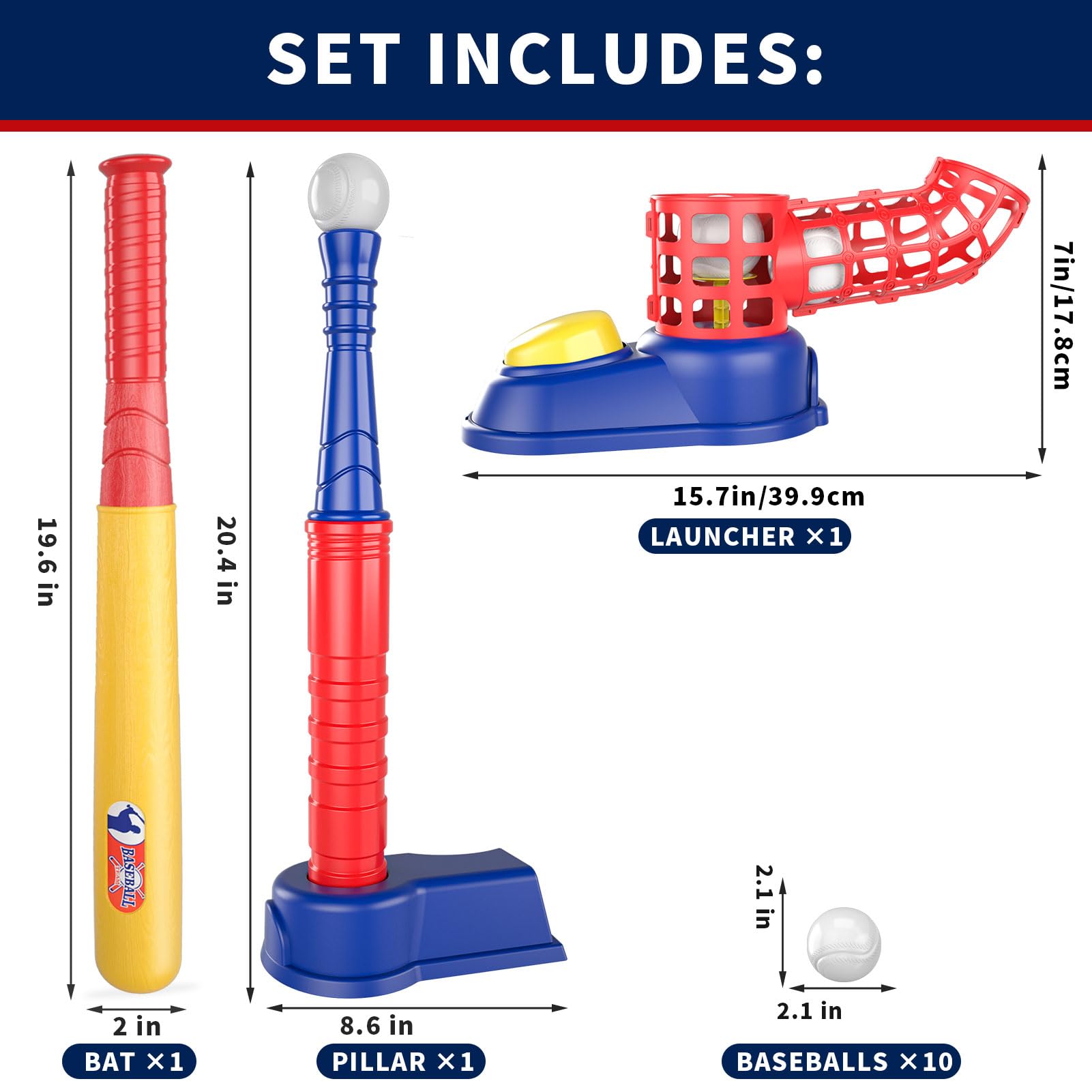 Bennol T-Ball Set for Kids Ages 3-8 - Baseball Tee, Auto Ball Launcher & Sports Toys for Boys & Toddlers - Indoor/Outdoor Baseball Training Set - Perfect Gift for 3-6 Year Olds - Backyard, Park & Playground Fun