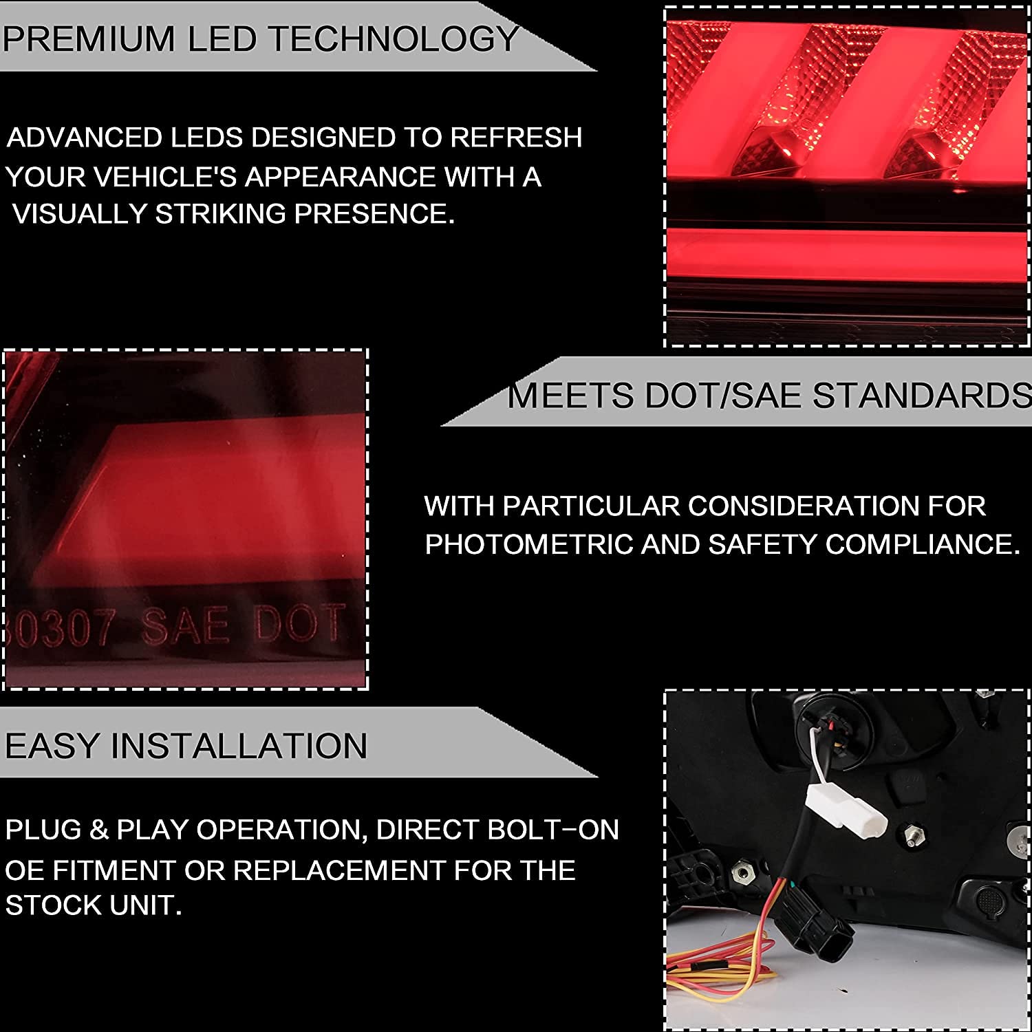 VLAND LED Tail Lights Assembly for Honda Accord 10th Gen (2018-2022) - Sequential Turn Signals, Bright Reverse Lights, Plug & Play Installation - Red Lens Style | Upgrade Your Car's Rear Lighting for Night Driving & Enhanced Safety