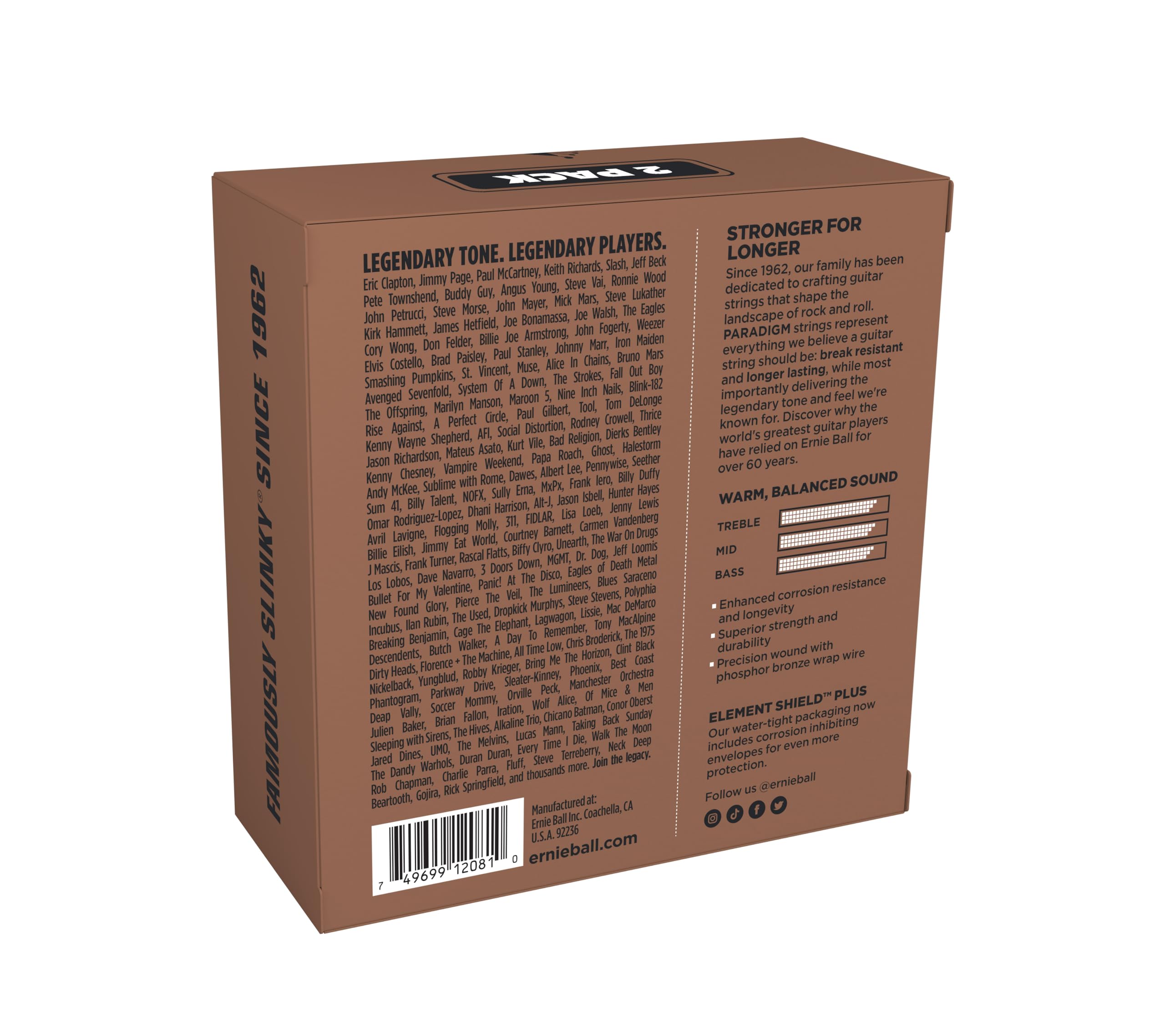 Ernie Ball Light Paradigm Phosphor Bronze Acoustic Guitar Strings 11-52 Gauge - 2 Pack (P03678) | Amazon Exclusive | Perfect for Studio Recording & Live Performances