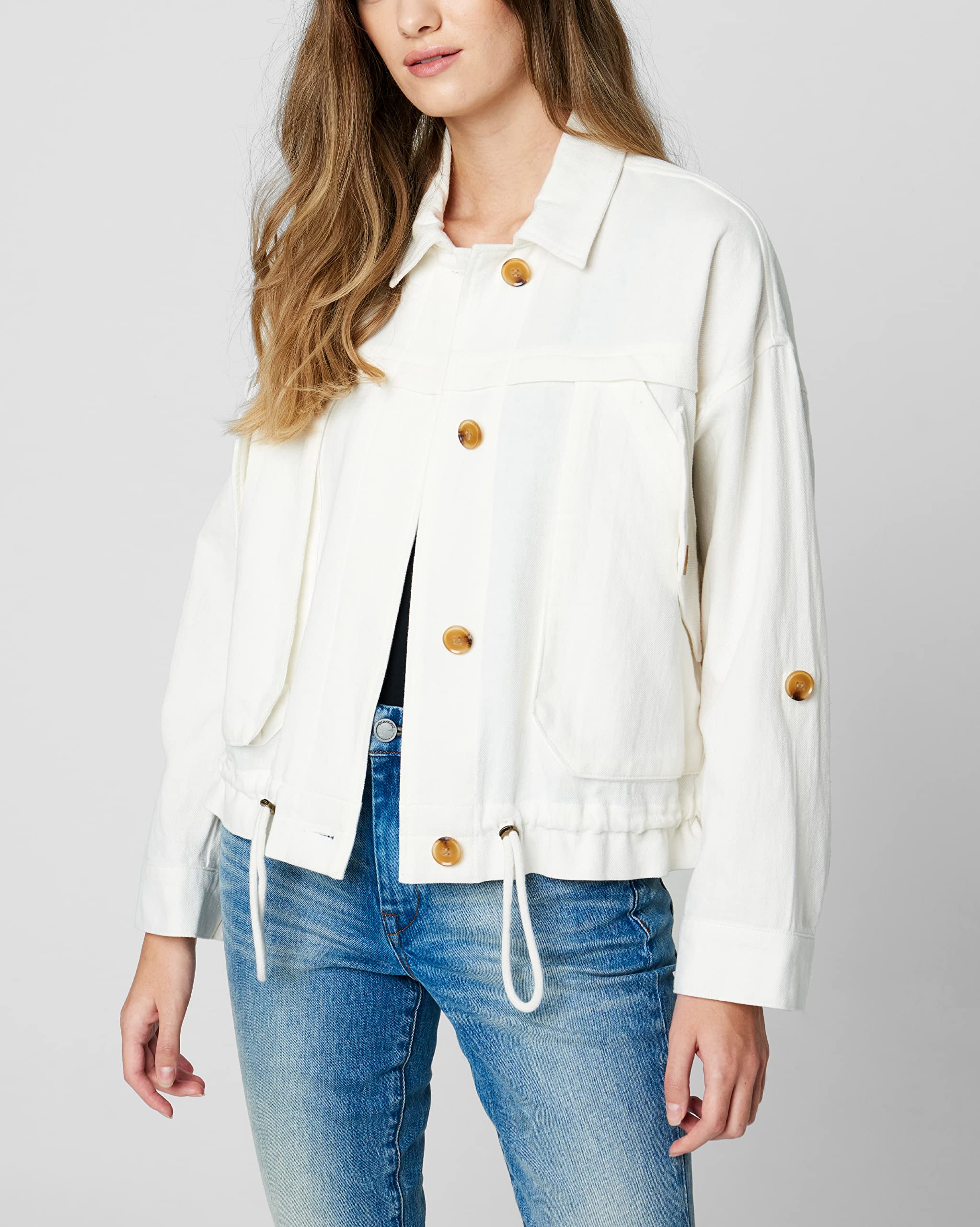 BLANKNYC Women's Linen Utility Jacket with Pockets - Lightweight Comfortable & Stylish Coat for Spring Summer Outfits, Travel & Casual Wear