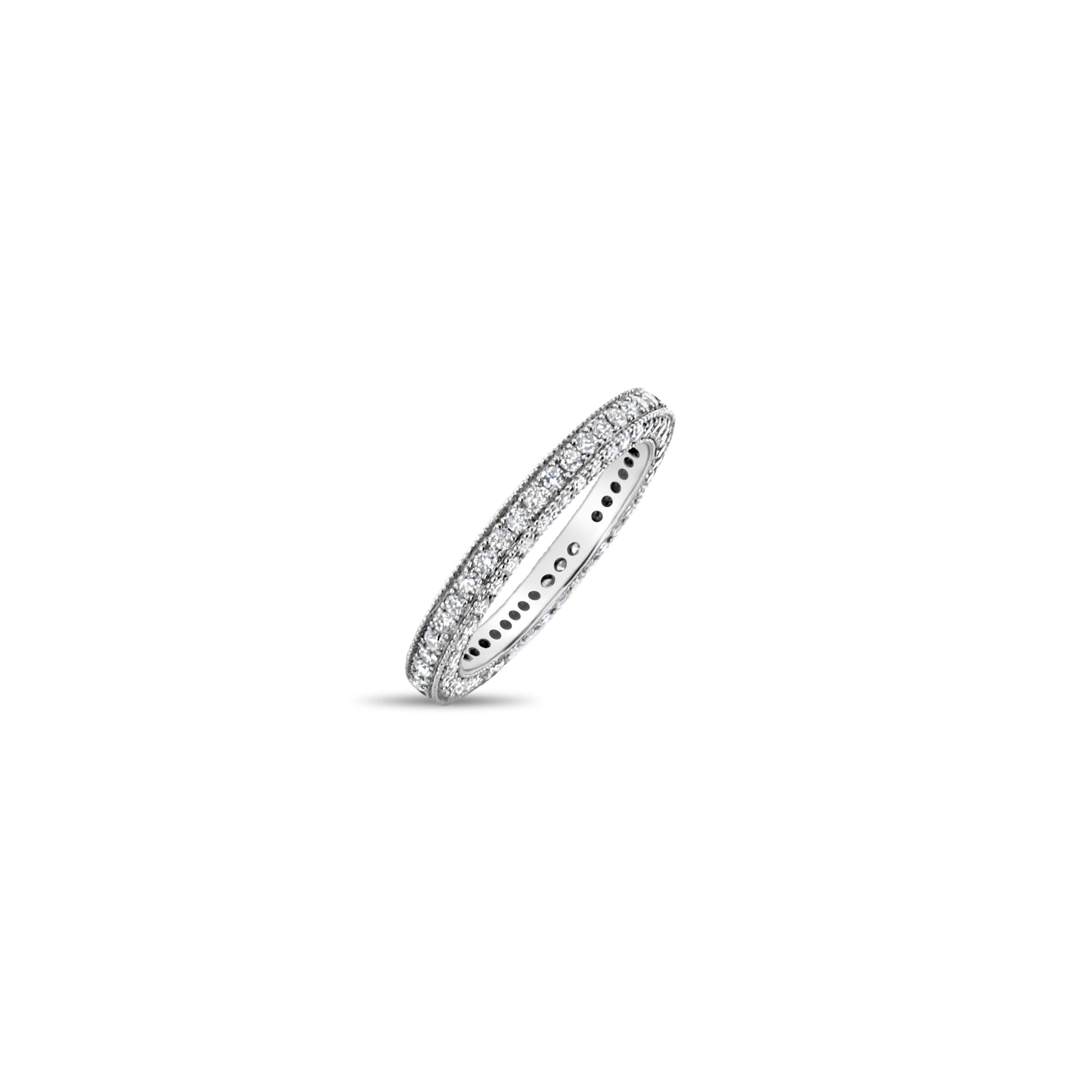 1 Carat Diamond Pave Wedding Band in 18k White Gold - Elegant Bead Set Bridal Ring for Women, Perfect for Engagement, Anniversary & Special Occasions