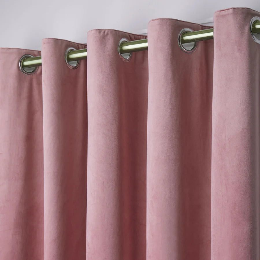 Laurence Llewelyn Bowen Montrose Eyelet Curtains in Blush - Elegant Sheer Window Drapes for Living Room & Bedroom Decor