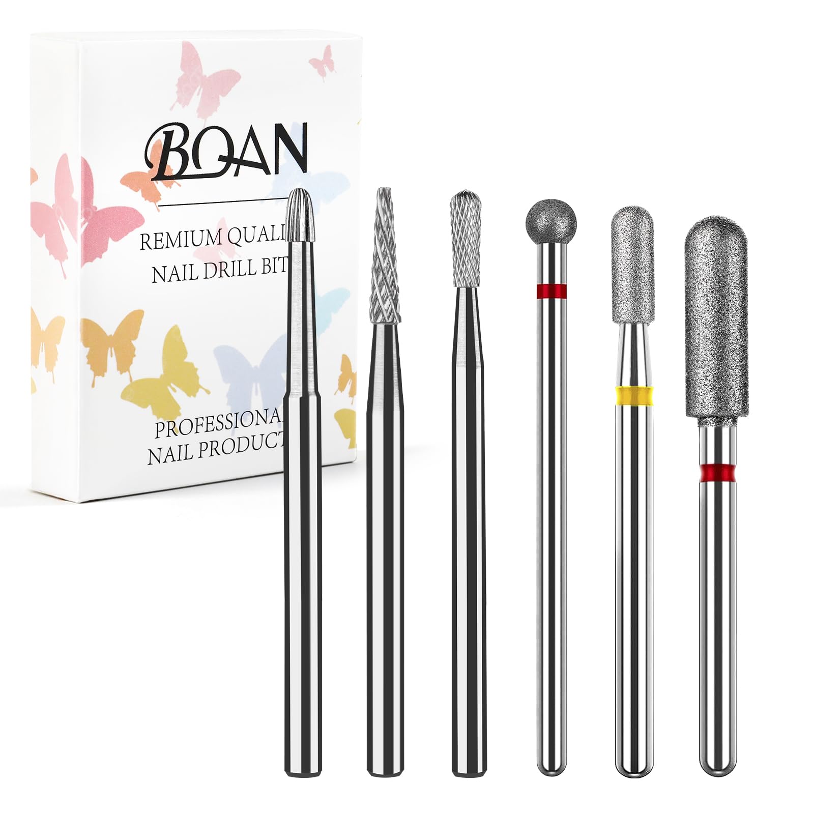 BQAN 6Pcs Nail Drill Bits for Cuticle Cleaning - 3/32'' Carbide Safety Drill Bits for Dead Skin Removal & Nail Prep - Professional Nail Supplies for Nail Technicians - Perfect for Salon, Home Manicure & Pedicure Care