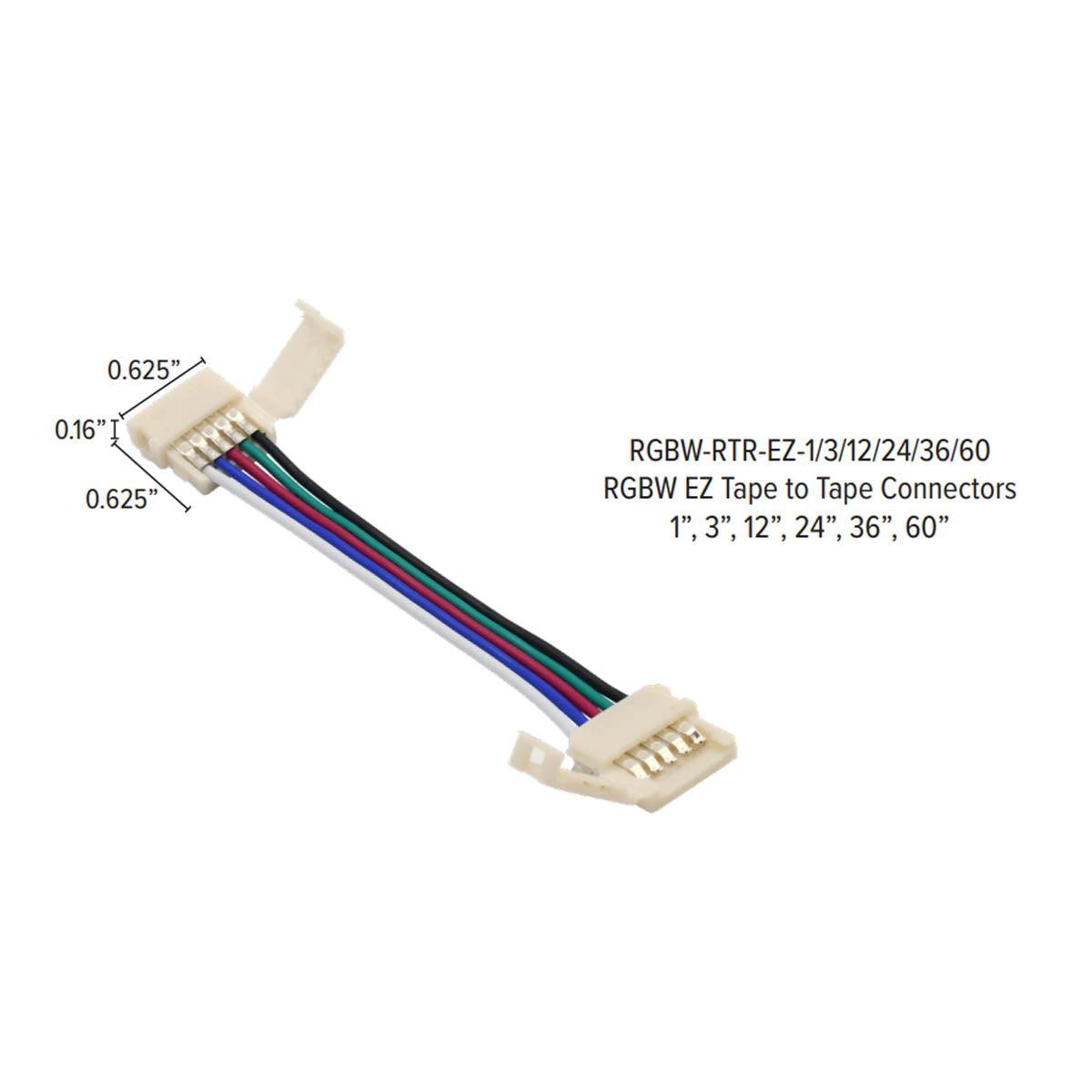 12-Inch Tape to Tape Connector for LTR S RGBW LED Strip Lights - Easy Installation for Home, Office, and Commercial Lighting Projects