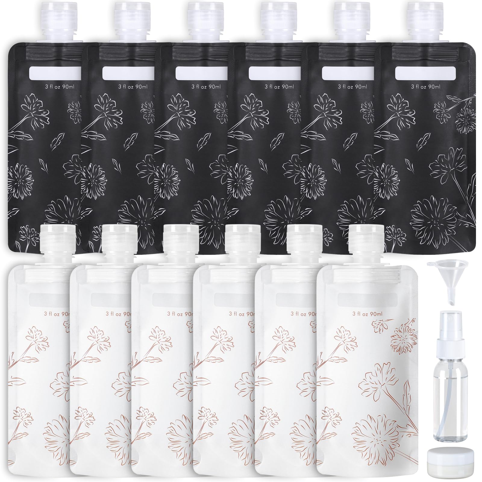 PACKISM 15-Piece TSA Approved Travel Toiletry Bottles Set - Leak Proof 3oz Containers for Shampoo, Conditioner & Lotion | Slim Stand-Up Design Saves Space in Luggage | Perfect for Air Travel, Camping & Gym Essentials