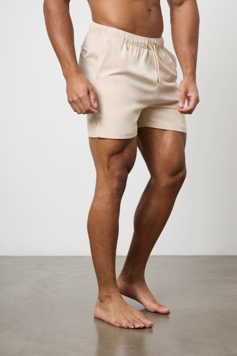 Men's Quick-Dry Swim Shorts in Stone - Comfortable & Lightweight for Beach, Pool & Water Sports