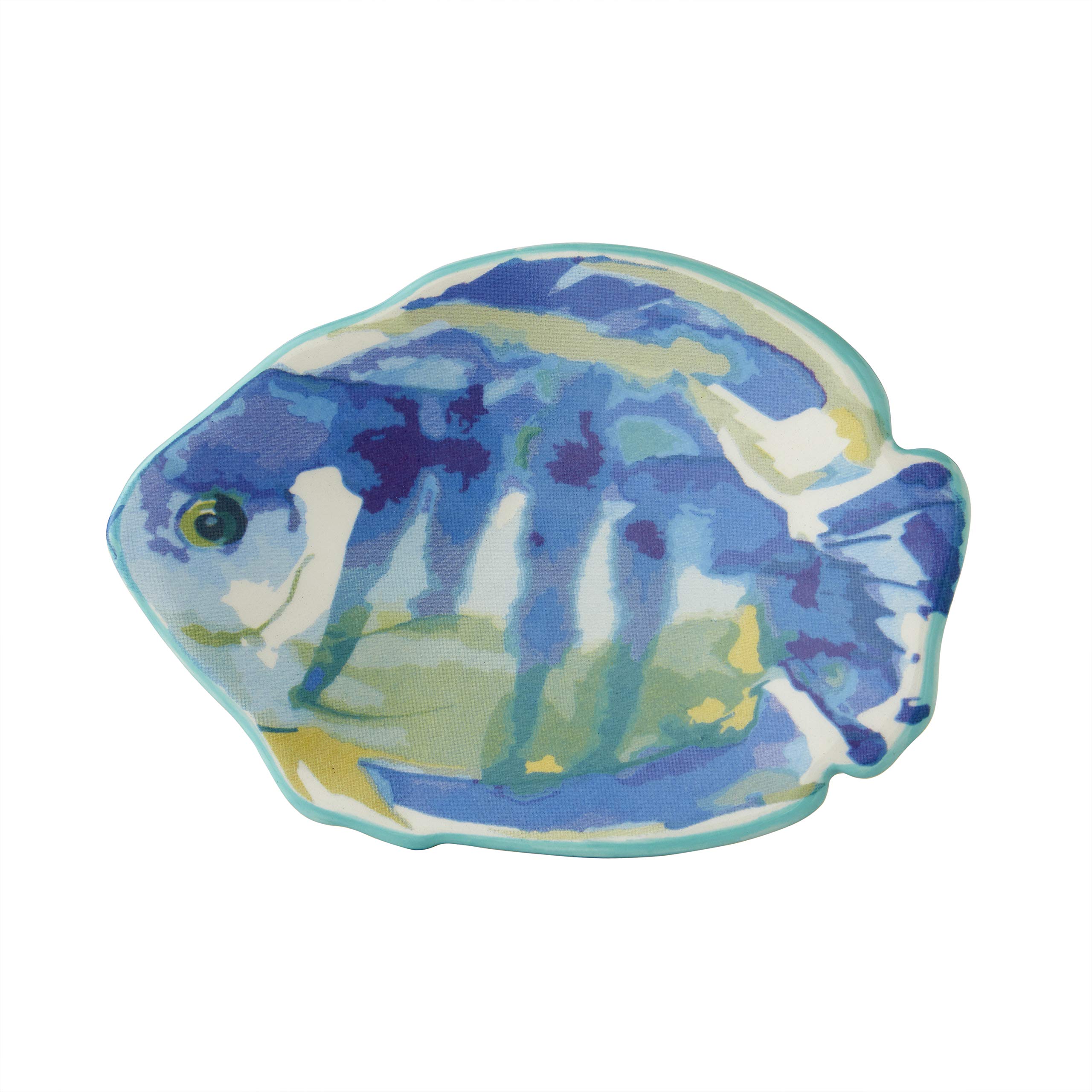 SKL Home Ocean Watercolor Soap Dish - Non-Slip Ceramic Soap Holder for Bathroom, Kitchen Sink - Blue Wave Design - Perfect for Coastal, Beach House, or Bathroom Decor