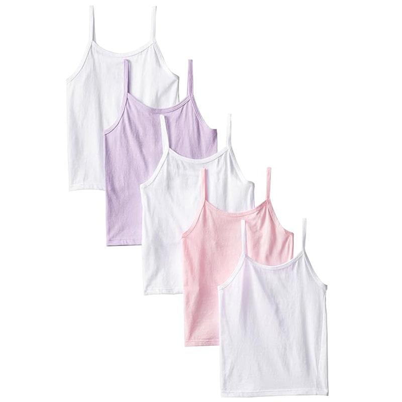 Hanes Girls Super Soft Camisoles 5-Pack - Comfortable Cotton Undershirts for Everyday Wear, School & Layering