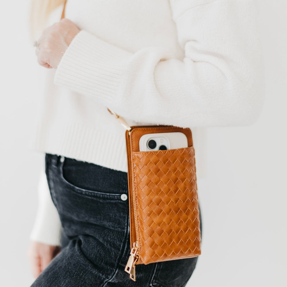 Dual Purpose Woven Phone Bag - Crossbody & Waist Pack for Travel, Hiking, and Everyday Use