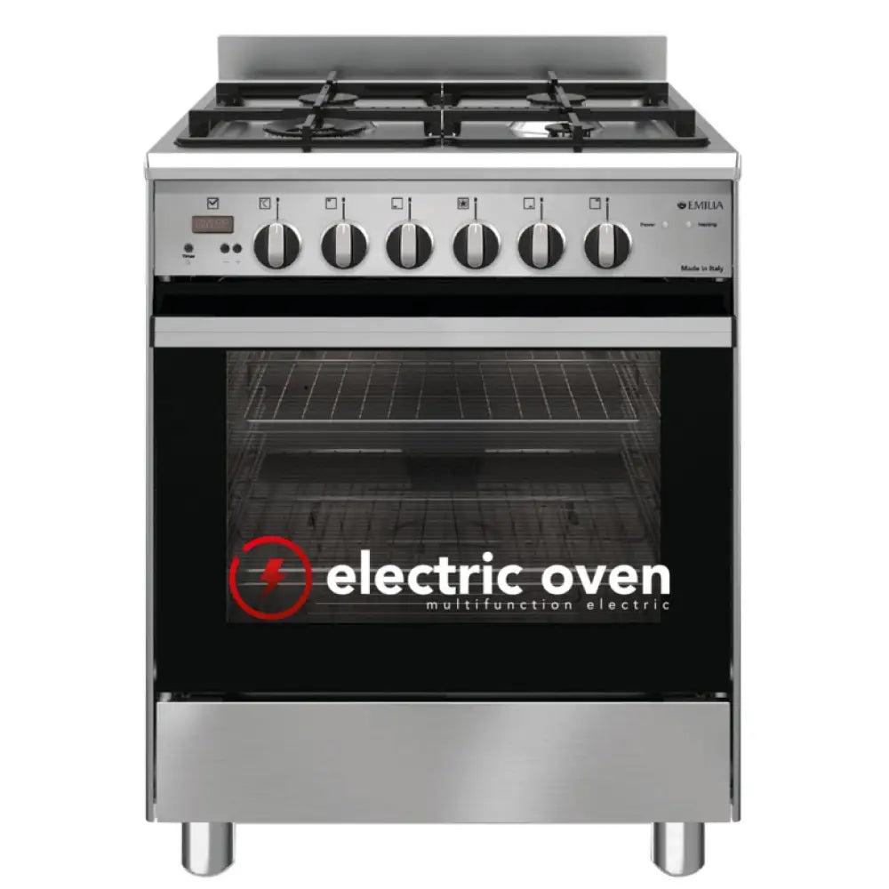 Emilia EM664GE 60cm Stainless Steel Dual Fuel Range Cooker with Electric Oven - Perfect for Home Kitchens & Professional Cooking