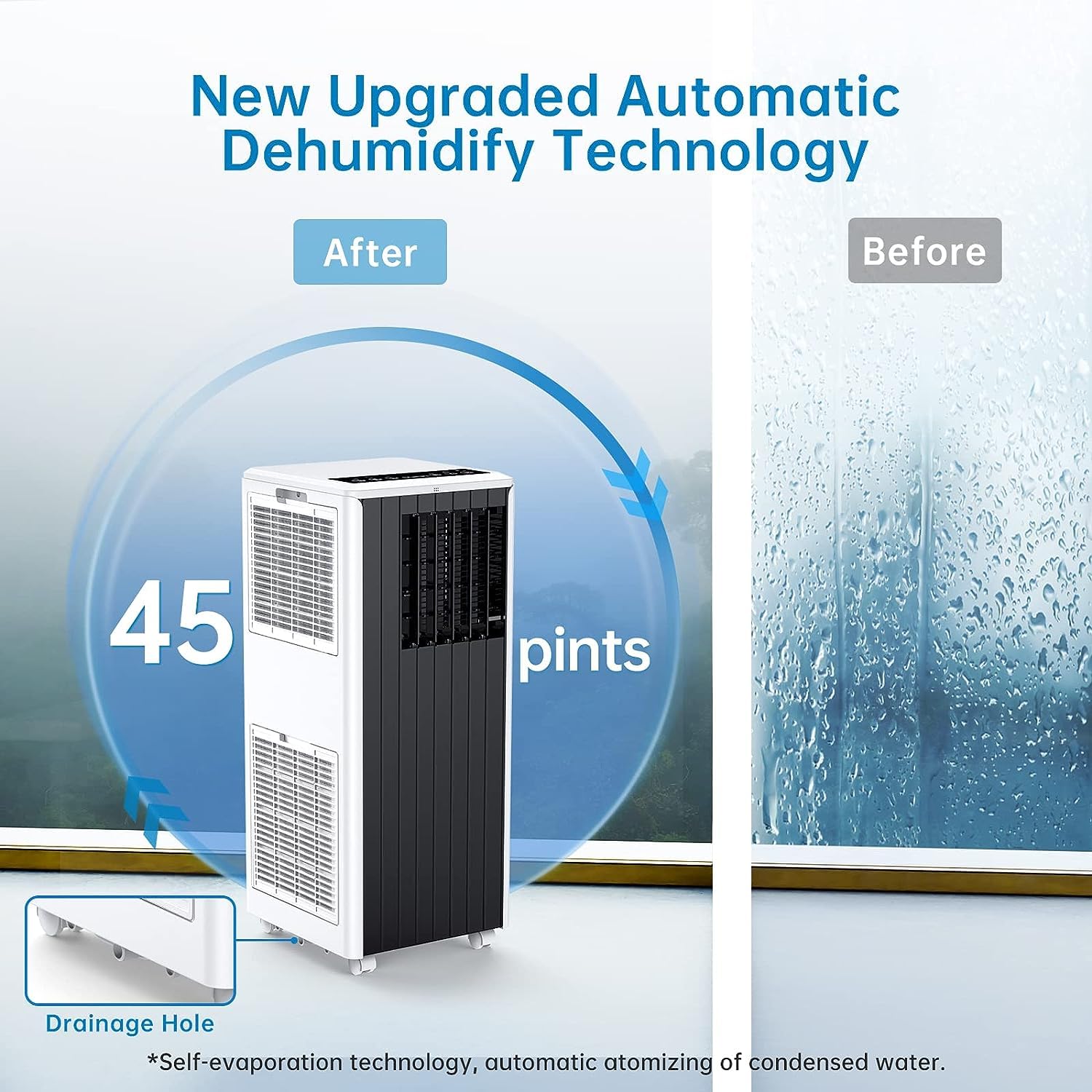 8000 BTU Portable Air Conditioner - 3-in-1 Cooling Unit with Dehumidifier & Fan for Rooms Up to 350 Sq.Ft | Includes Window Installation Kit, Remote Control & LED Display | Perfect for Home, Office, Dorm, Bedroom & Small Spaces | Energy Efficient Cooling with 24-Hour Timer