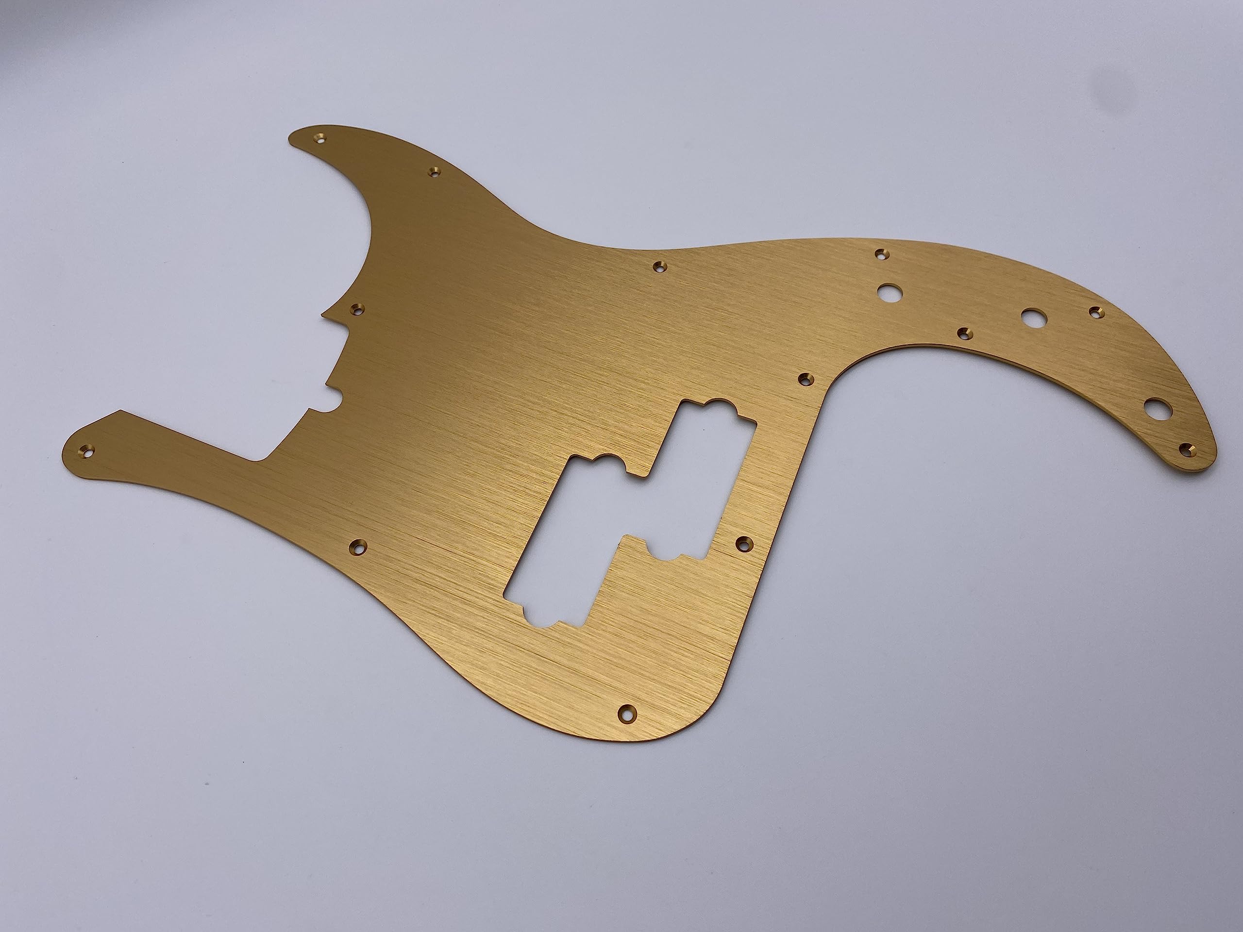 Fender PB P Bass Pickguard - 13 Hole Aluminum Scratch Plate for 4 String Electric Bass, Fits American & Mexican Models (Gold) | Durable Alloy Material with Grooves for Enhanced Playability & Style