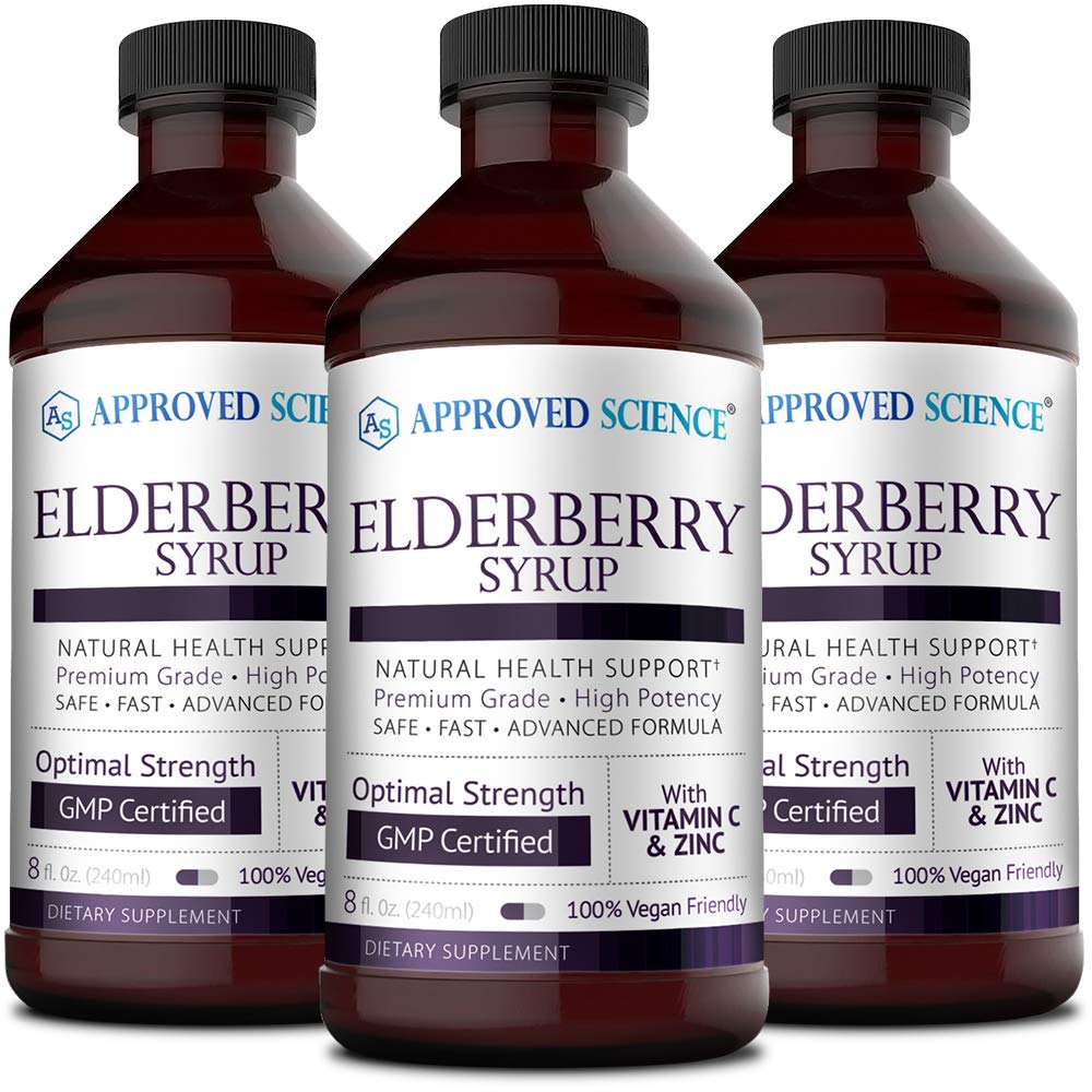 Approved Science® Elderberry Syrup - Immune Support Supplement (3 Bottles) - Great for Cold & Flu Season, Daily Wellness & Natural Immunity Boost