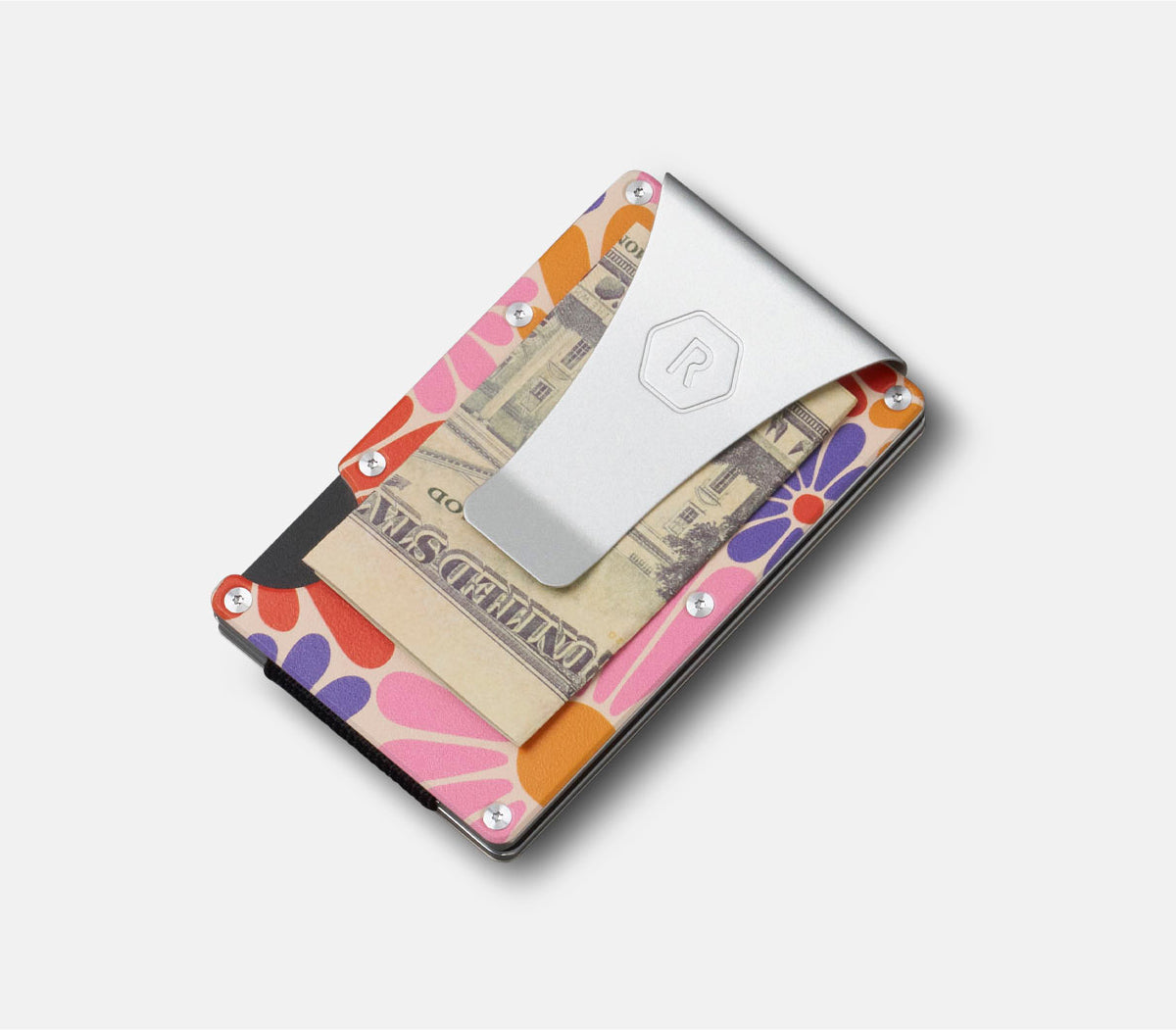 Ridge Wallet - Slim Minimalist RFID Blocking Metal Wallet for Men & Women | Flower Power Design | Perfect for Everyday Carry, Travel & Gifting