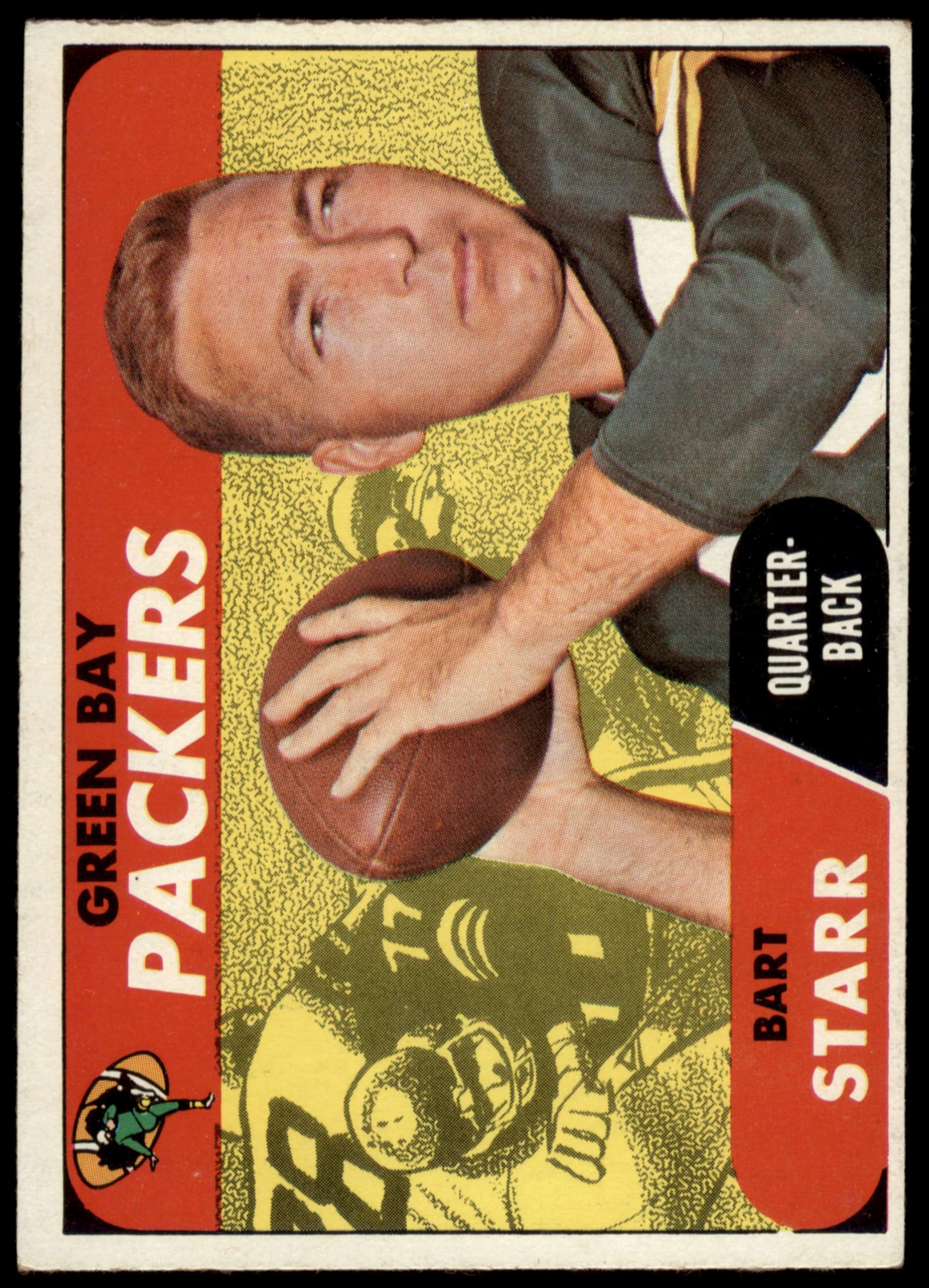 1968 Topps #1 Bart Starr Green Bay Packers Football Card - VG/EX Condition - Vintage NFL Collectible - Perfect for Sports Memorabilia Collections and Packers Fans Display
