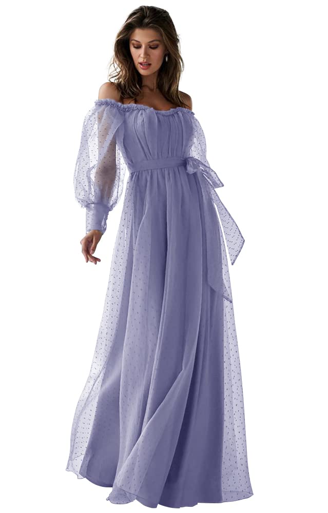 Elegant Tsbridal Puffy Long Sleeve Tulle Ball Gown Prom Dress for Women - Beaded Formal Party Dress with Split Design | Perfect for Homecoming, Quinceañera & Evening Galas