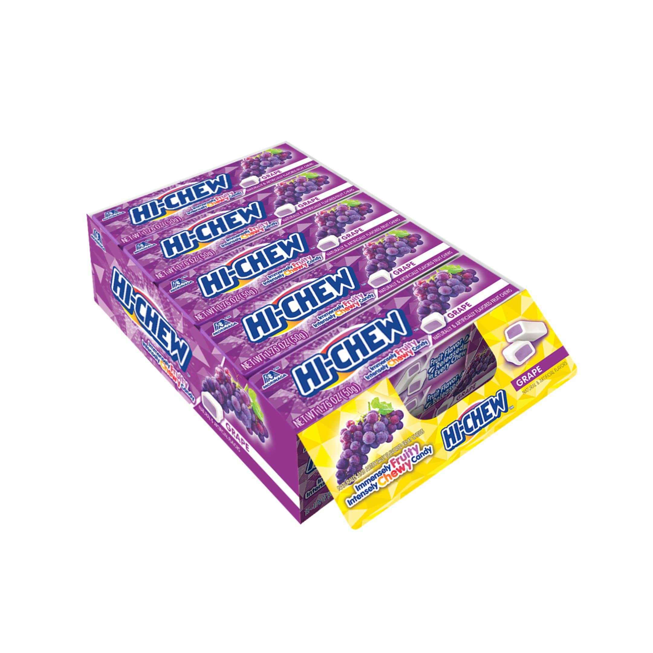 HI-CHEW Grape Flavor Chewy Candy Sticks - 15 Individually Wrapped Packs (1.76oz Each) | Bulk Soft & Juicy Fruit Flavored Candy for Parties, Office Snacks & On-the-Go Treats