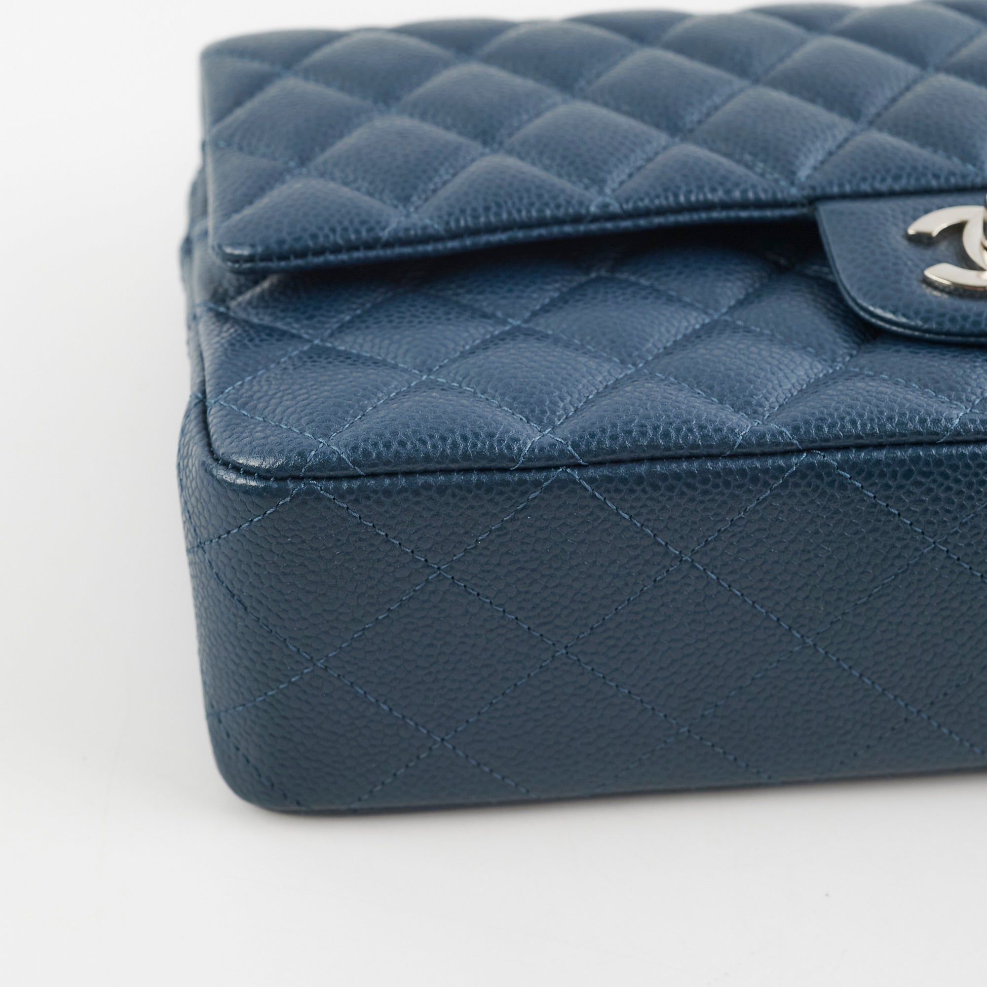 Chanel Medium/Large Double Classic Flap Bag in Navy Caviar Leather - Perfect for Work, Evening Events & Luxury Fashion Accessories