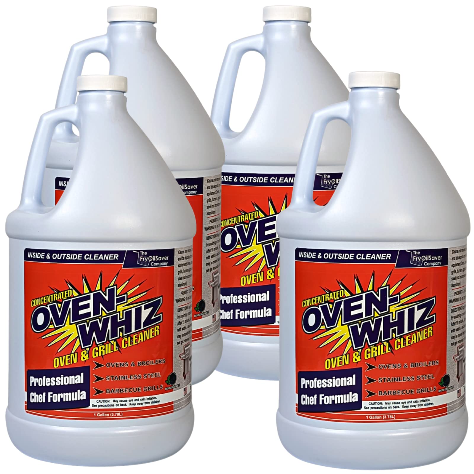 4-Pack Heavy Duty Oven & Grill Cleaner - 1 Gallon (512 Oz) Each - Professional Strength Degreaser for BBQ Grills, Ovens, Stainless Steel - Removes Tough Stains, Burnt Food & Grease - Ideal for Home Kitchens & Commercial Restaurants - Perfect for Deep Cleaning After Holiday Cooking & Summer BBQs