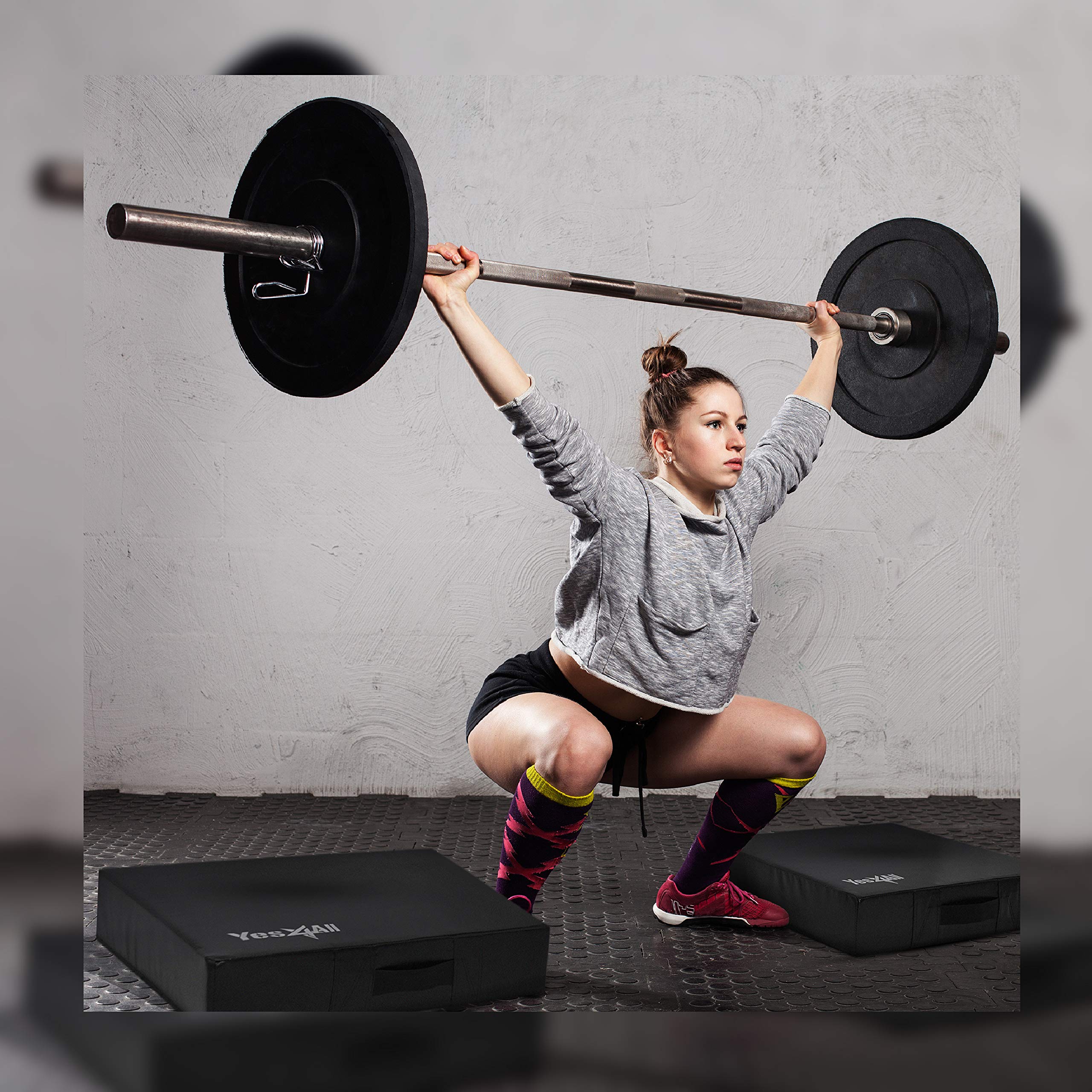 Yes4All Weightlifting Drop Pads - Pair of Silencer Pads with PVC Cover & Carry Handles for Gym, CrossFit & Home Workouts - Reduce Noise & Protect Floors